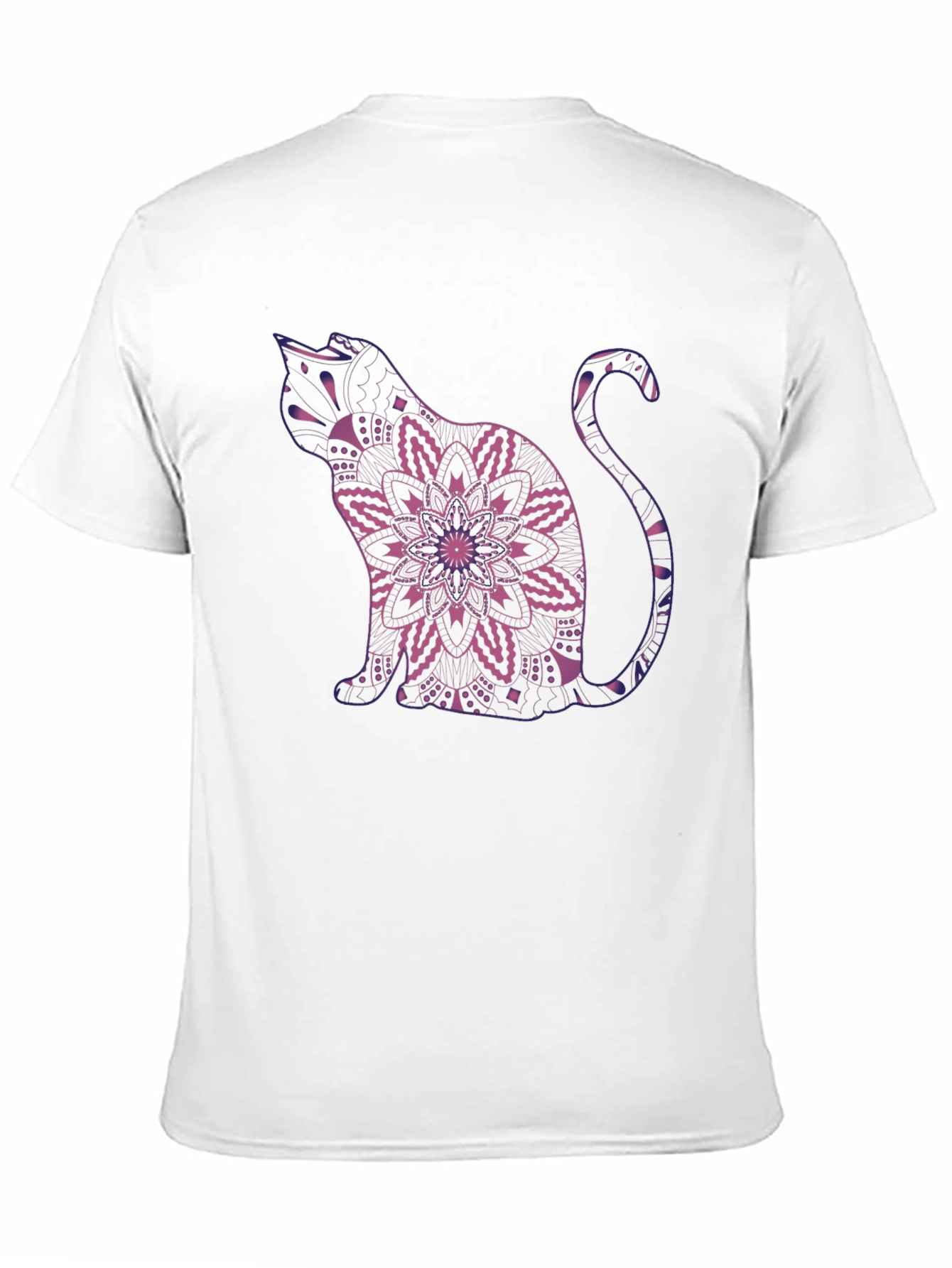 Mystic Cat Mandala Graphic Tee - Black Cotton Blend