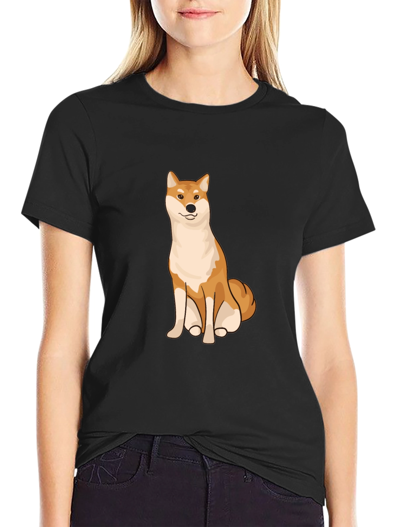 Shiba Inu Graphic Tee - Black Cotton T-Shirt