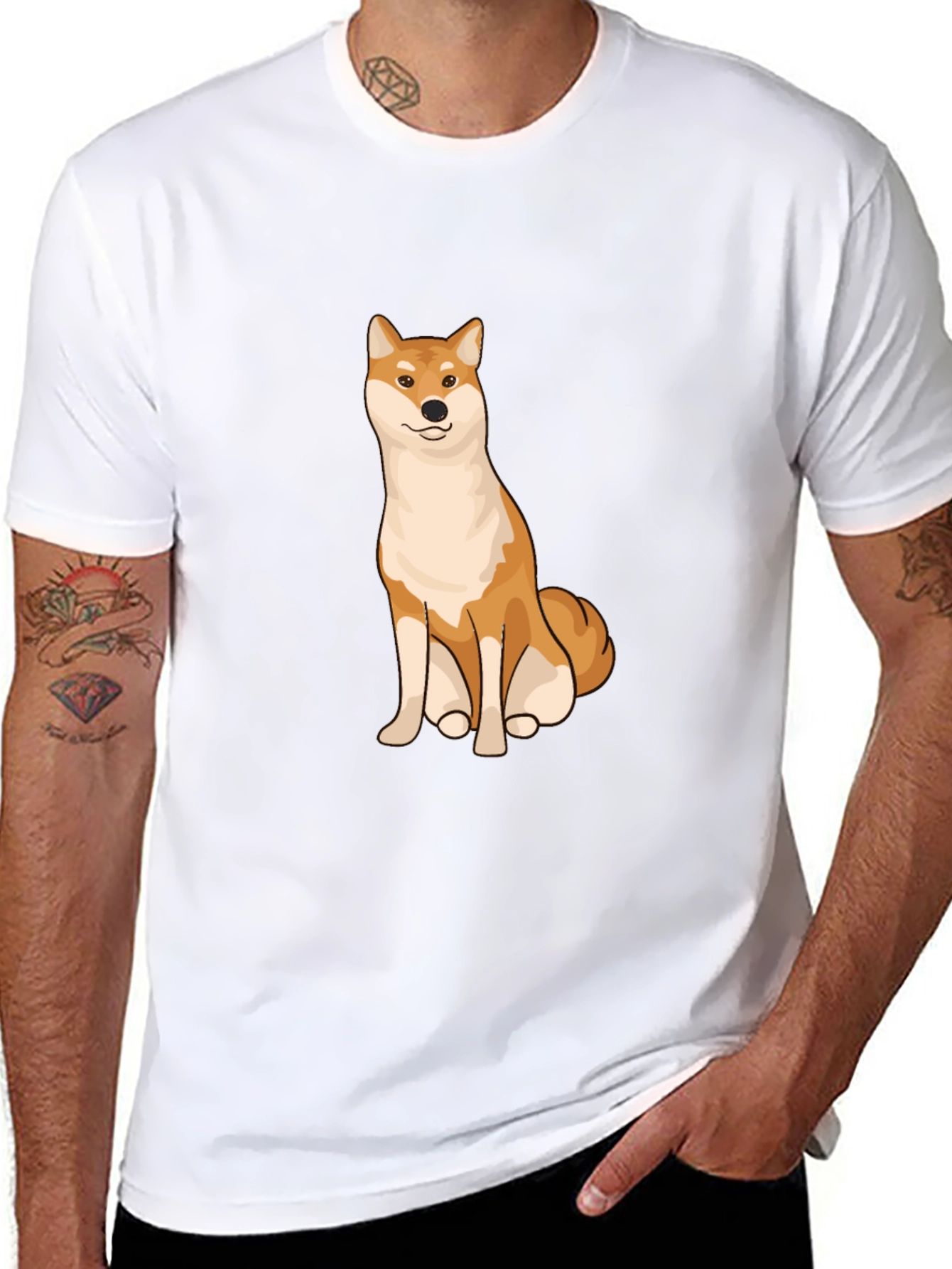 Shiba Inu Graphic Tee - Black Cotton T-Shirt