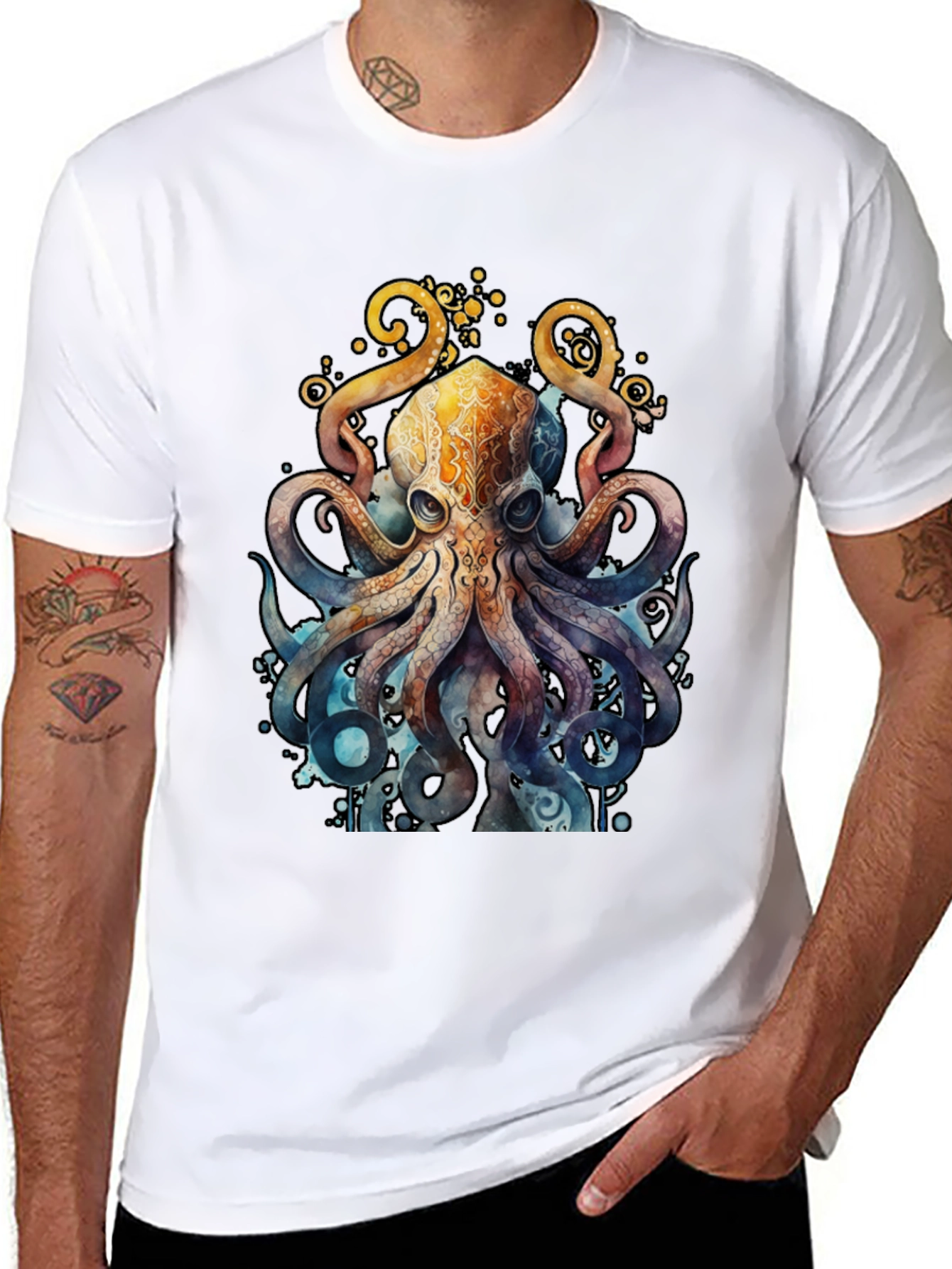 Watercolor Octopus Graphic T-Shirt