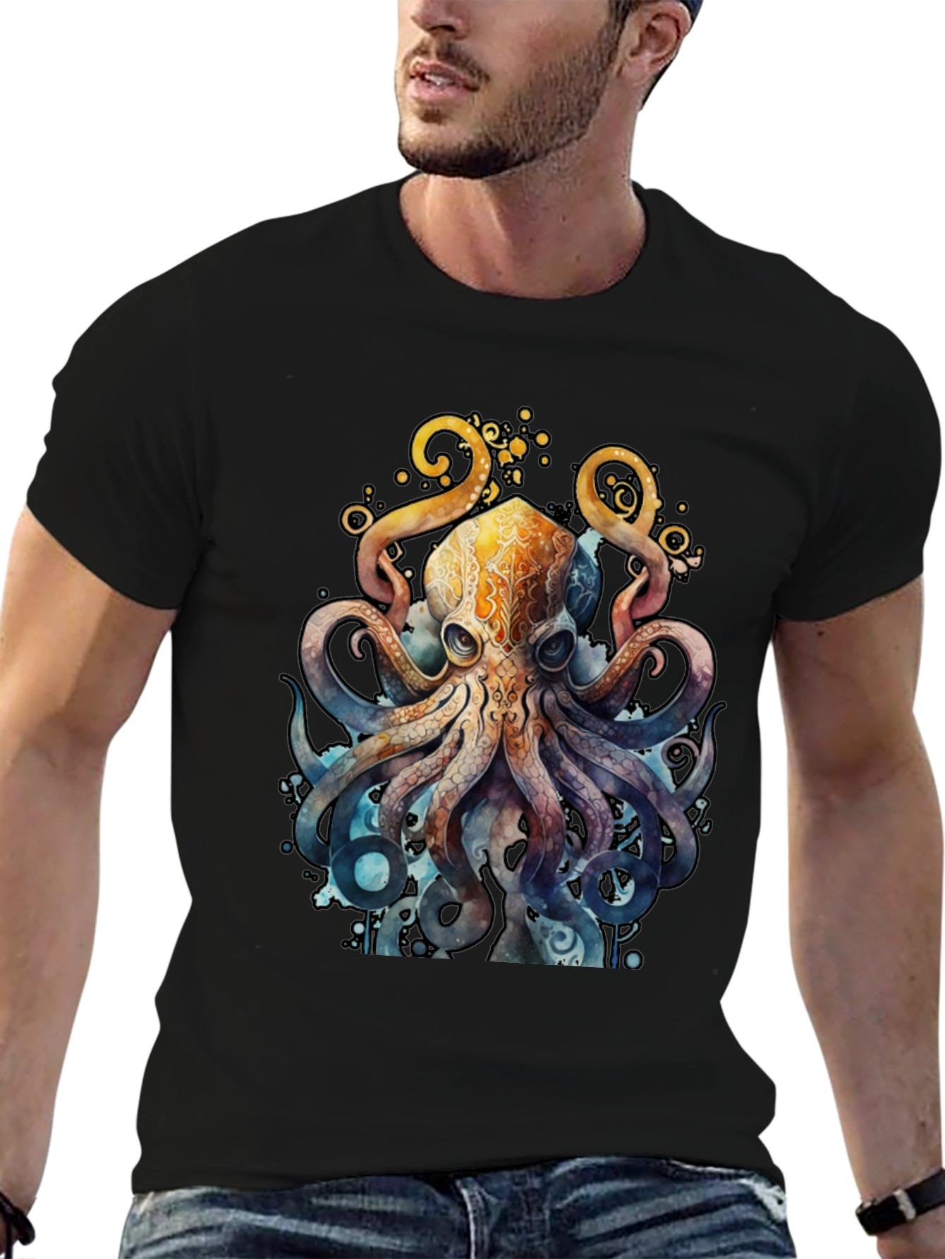Watercolor Octopus Graphic T-Shirt