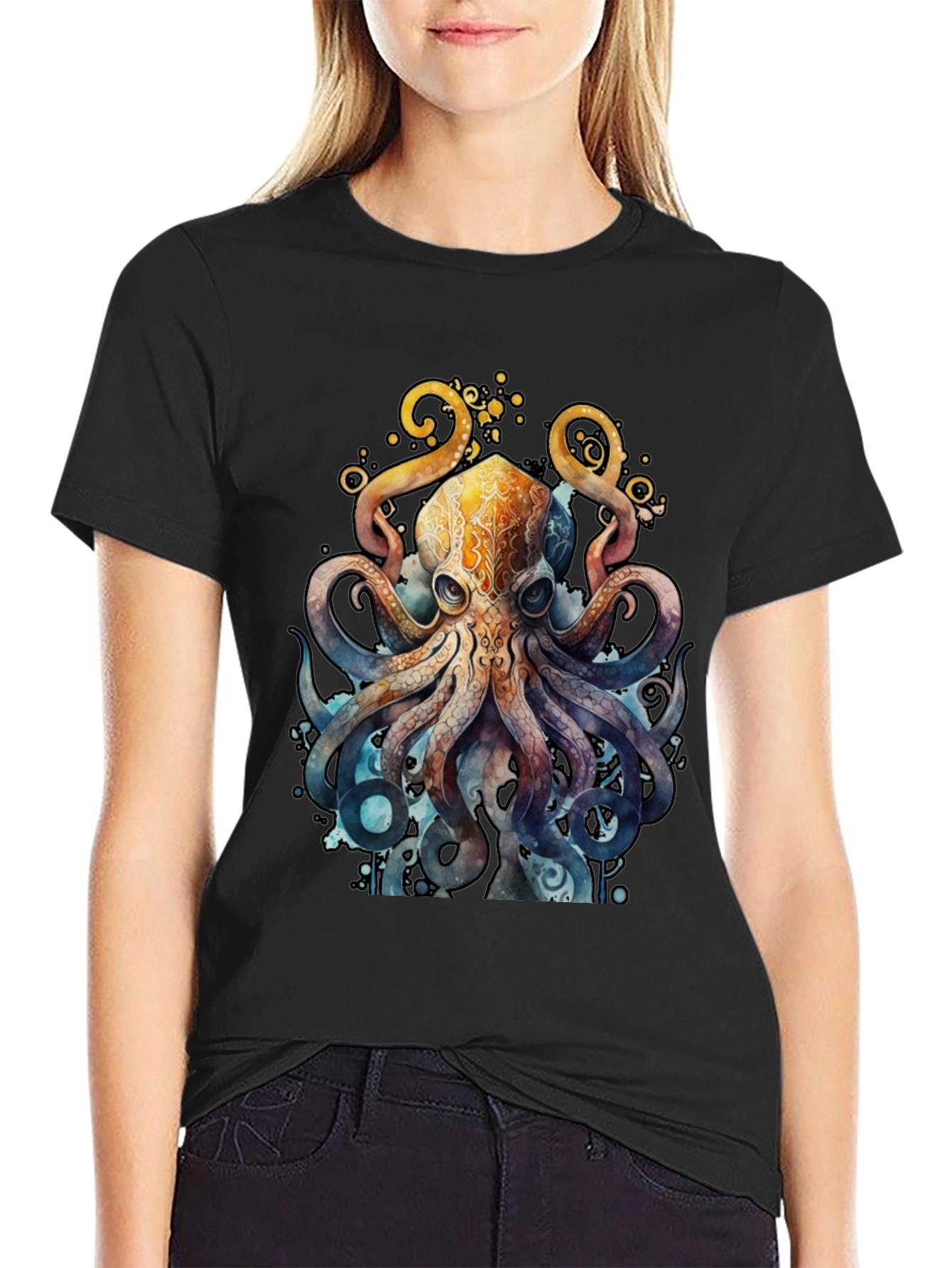 Watercolor Octopus Graphic T-Shirt