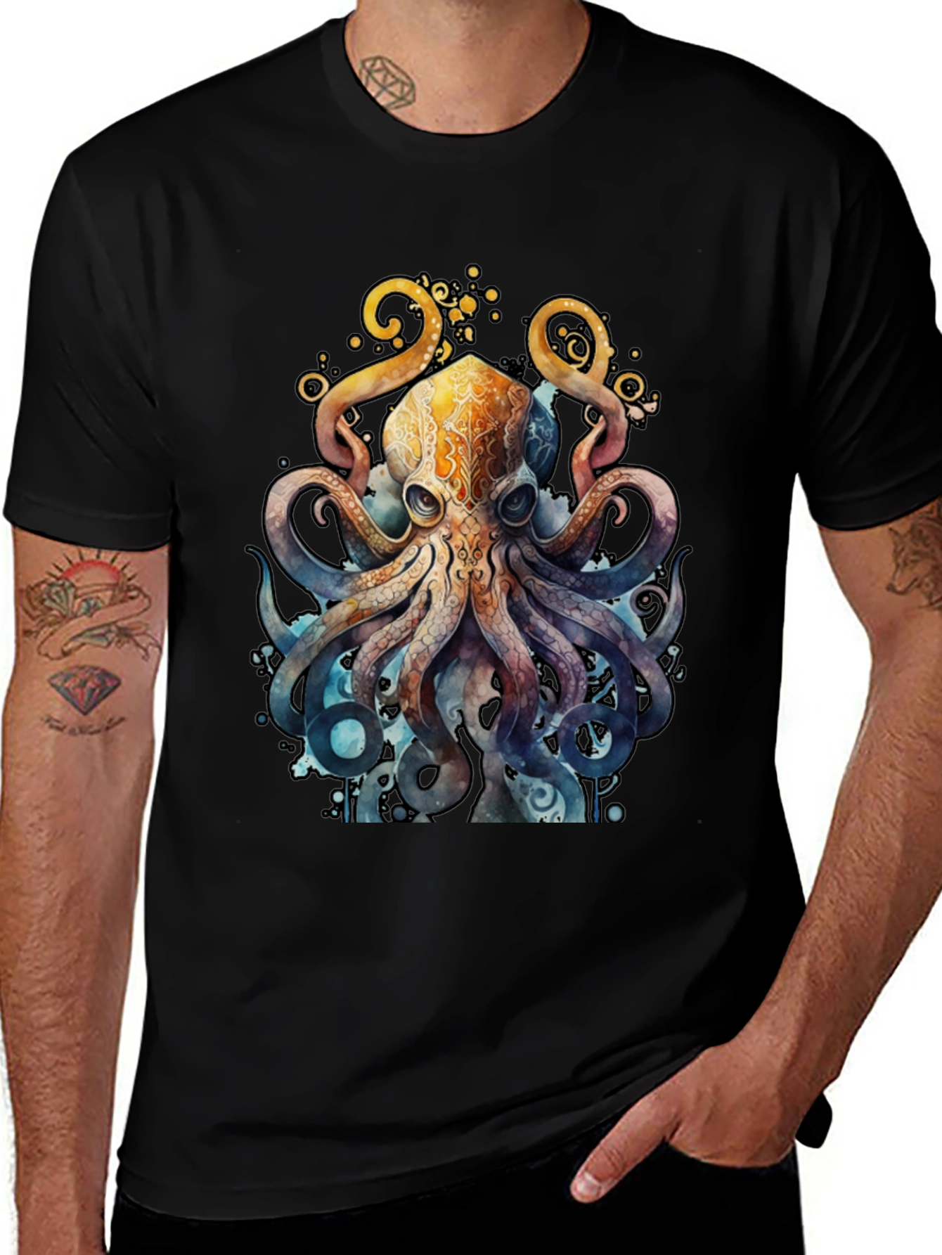 Watercolor Octopus Graphic T-Shirt