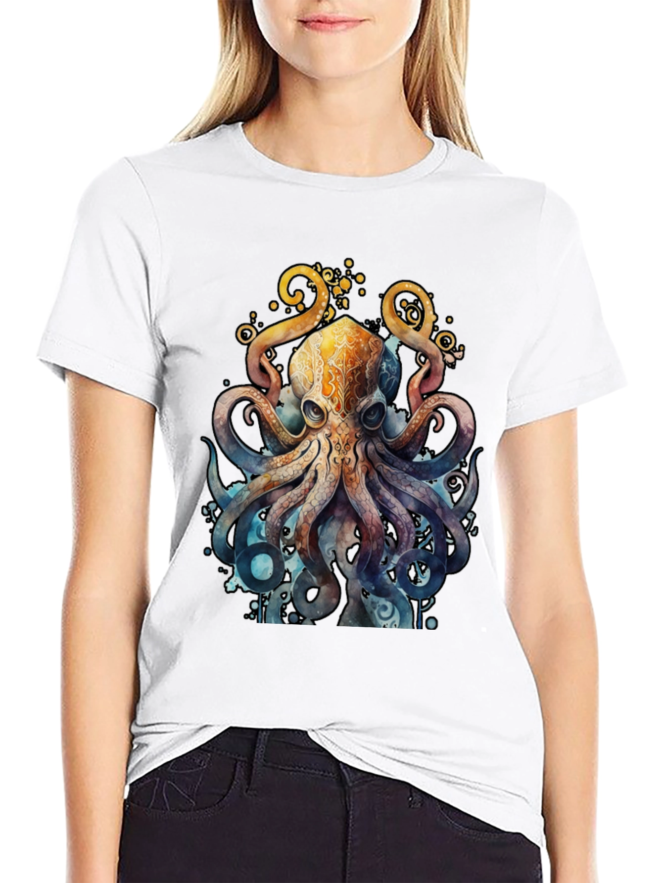 Watercolor Octopus Graphic T-Shirt