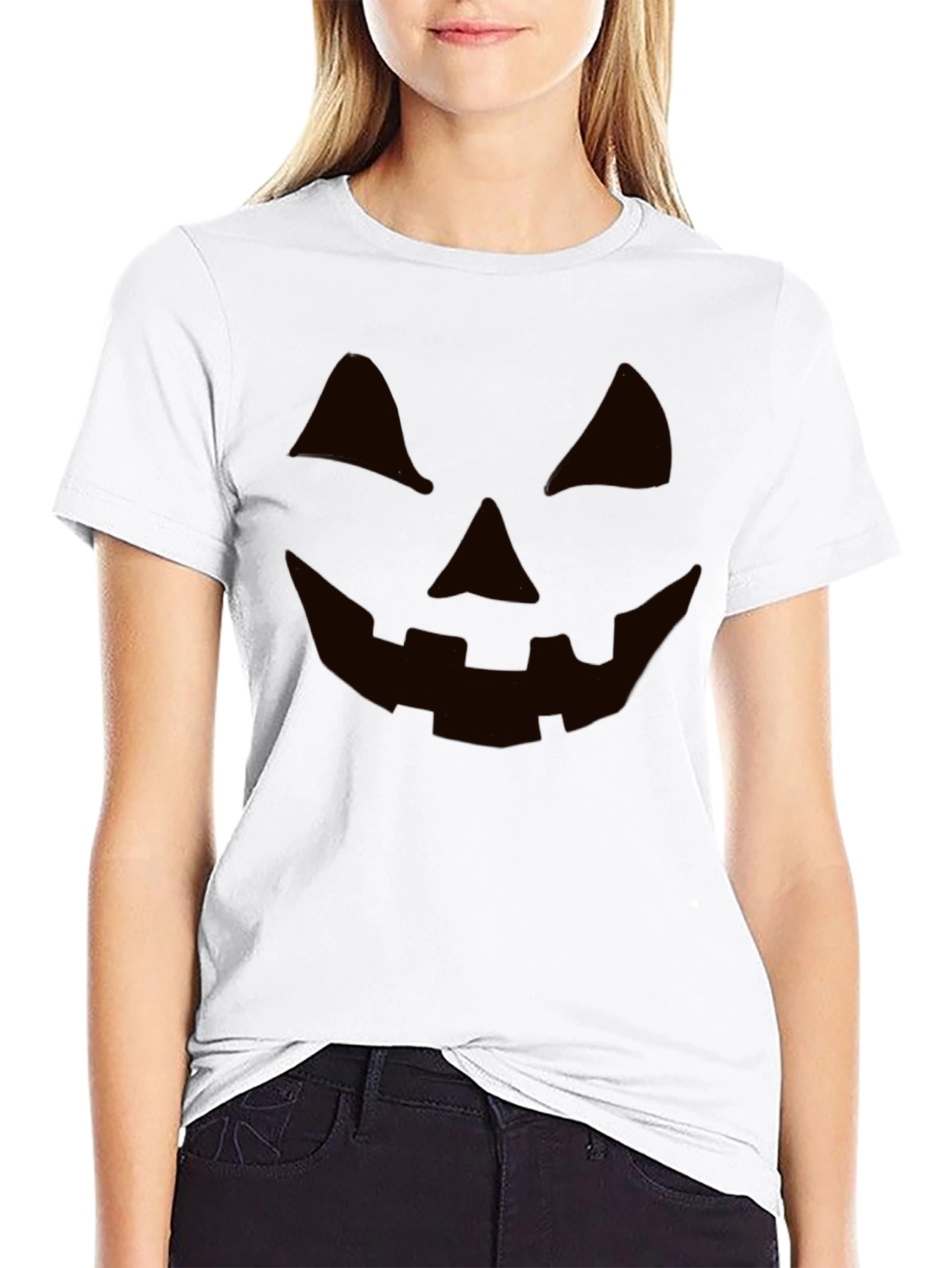 Halloween Jack-o-Lantern Face Black T-Shirt