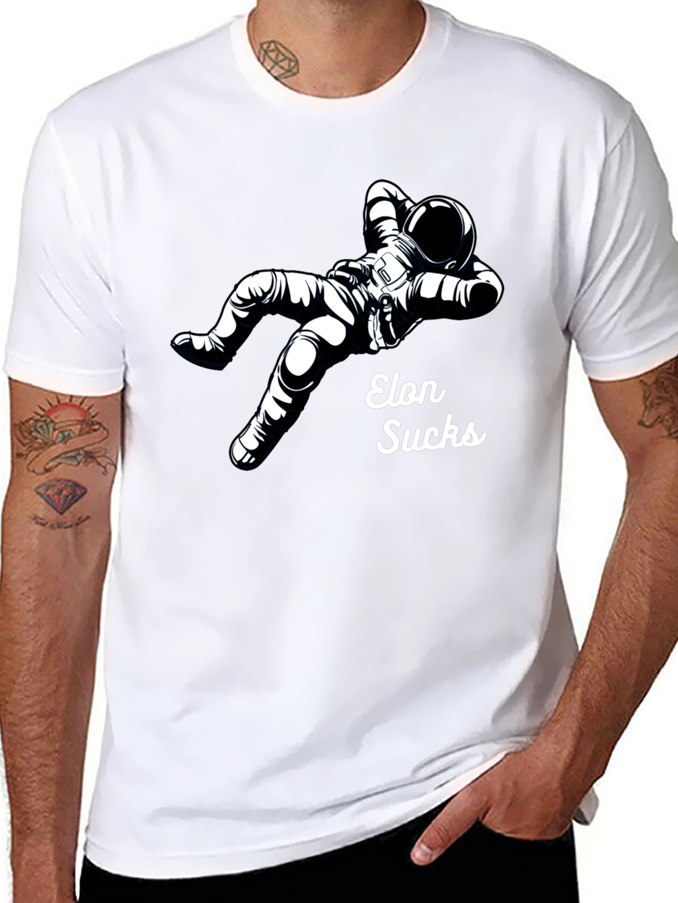 Elon Sucks Spaceman Graphic T-Shirt
