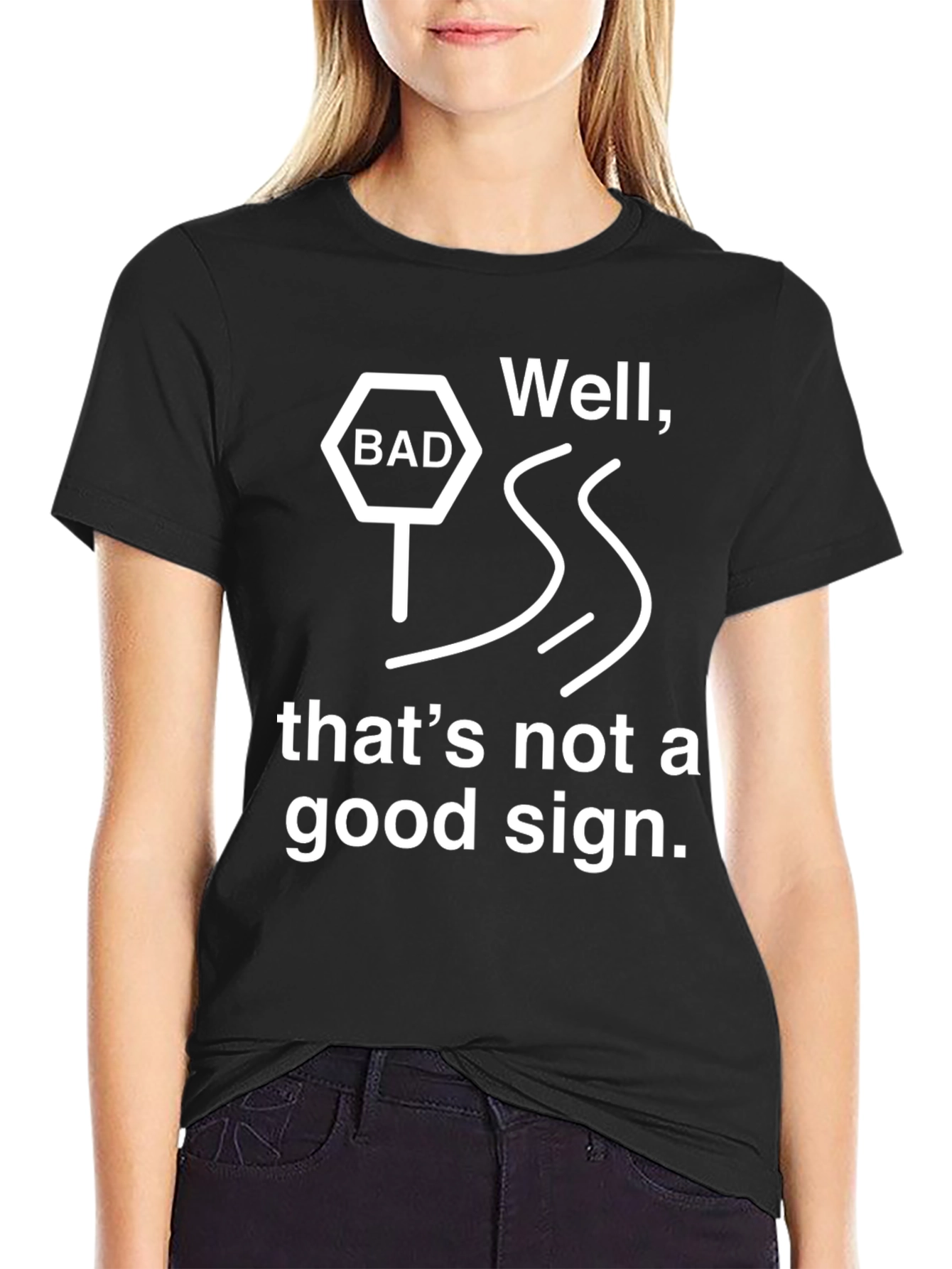 Funny Bad Sign Graphic T-Shirt - Mens Black Tee