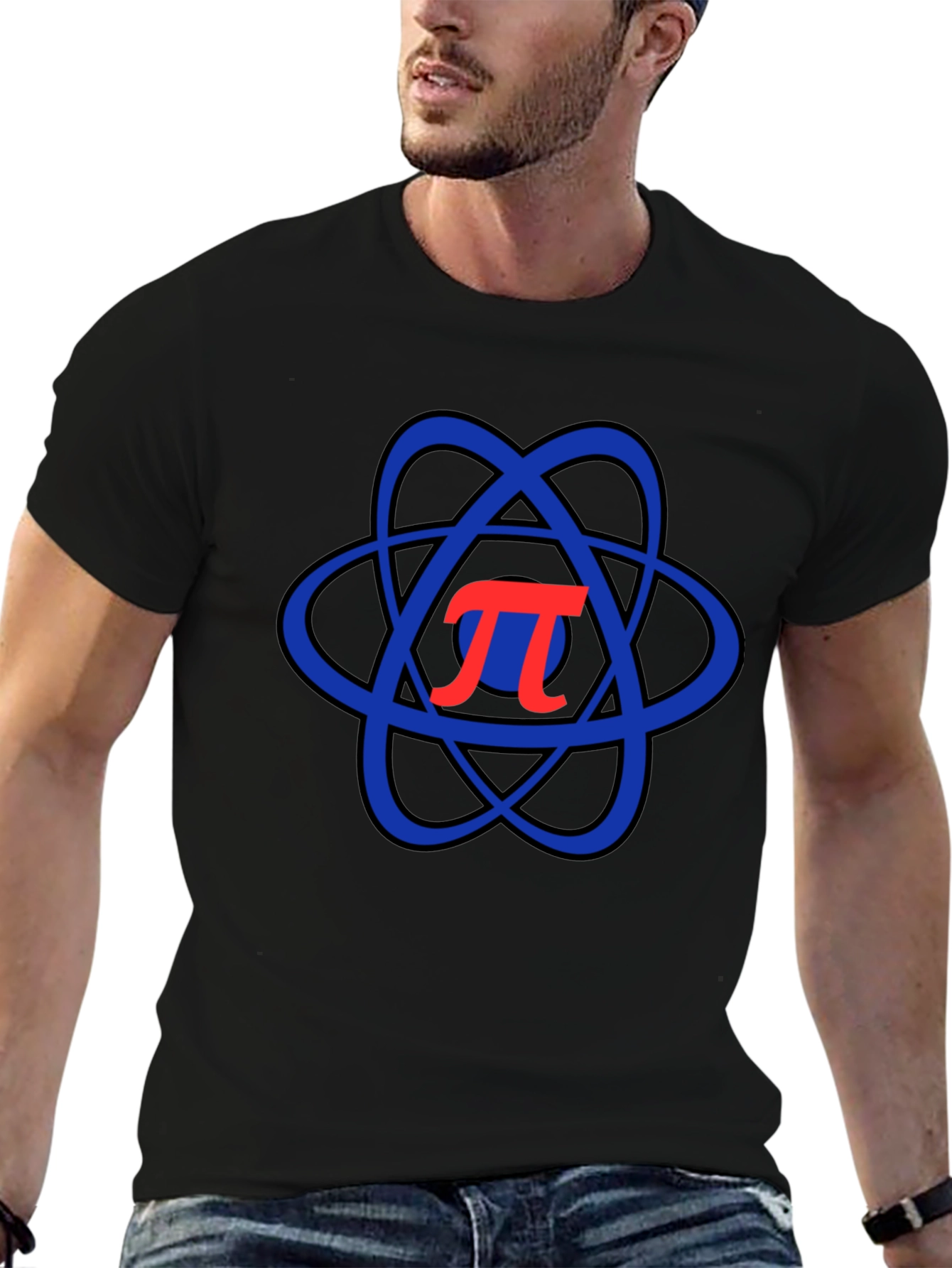 Pi Symbol Atom Black T-Shirt Science Geek Tee