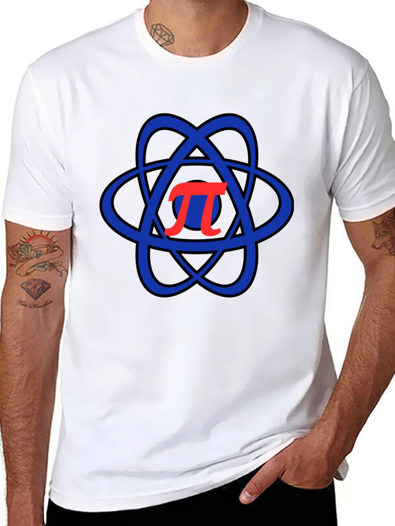 Pi Symbol Atom Black T-Shirt Science Geek Tee