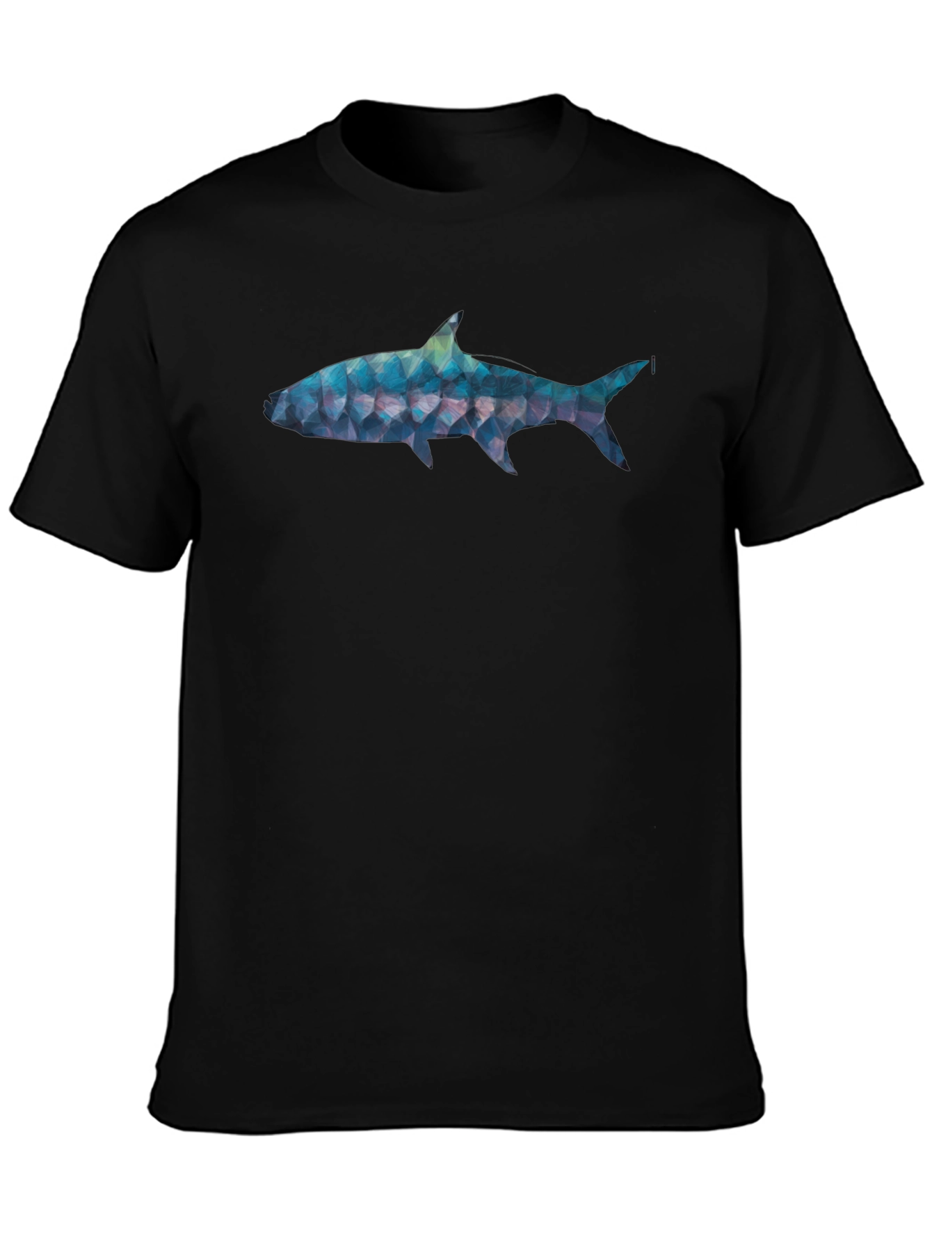 Geometric Shark Graphic Tee - Black