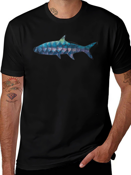 Geometric Shark Graphic Tee - Black