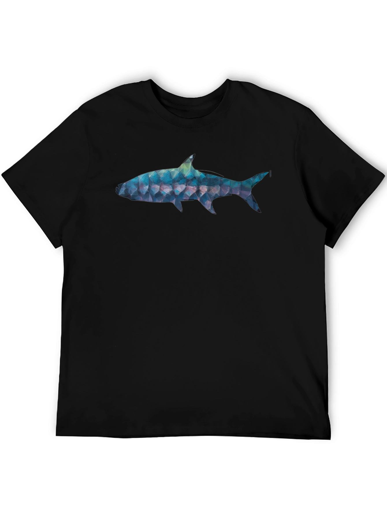 Geometric Shark Graphic Tee - Black