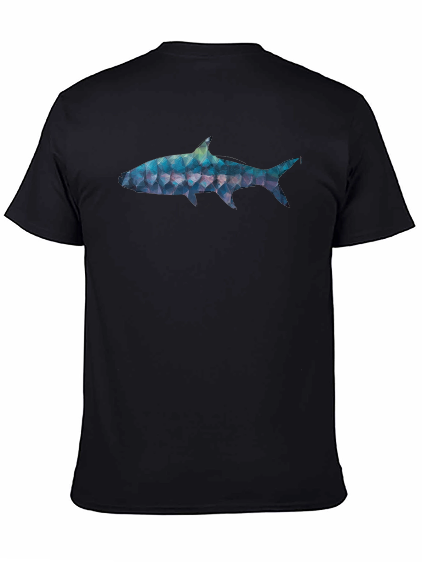 Geometric Shark Graphic Tee - Black