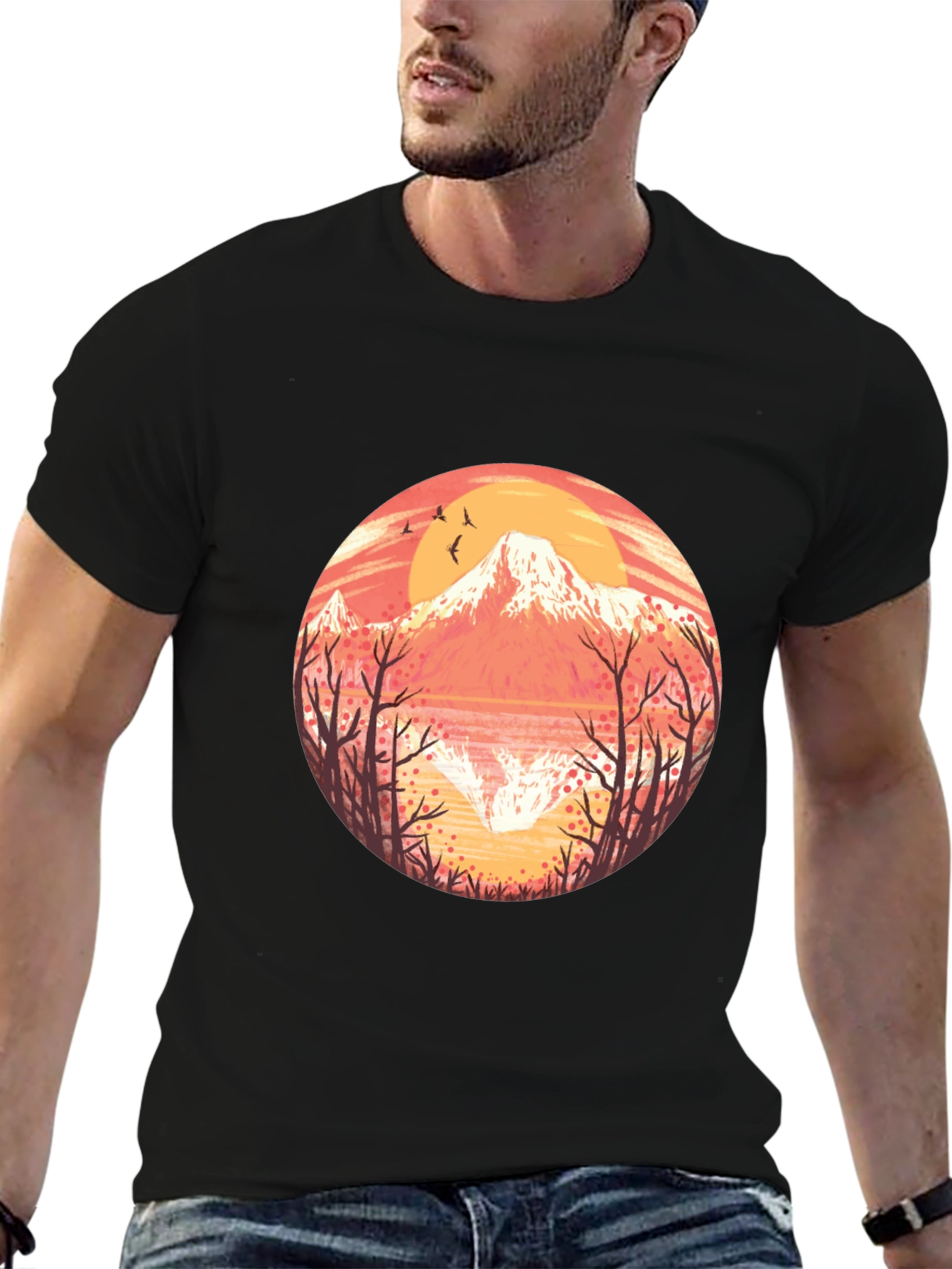 Mountain Sunset Graphic Tee - Stylish Nature Design