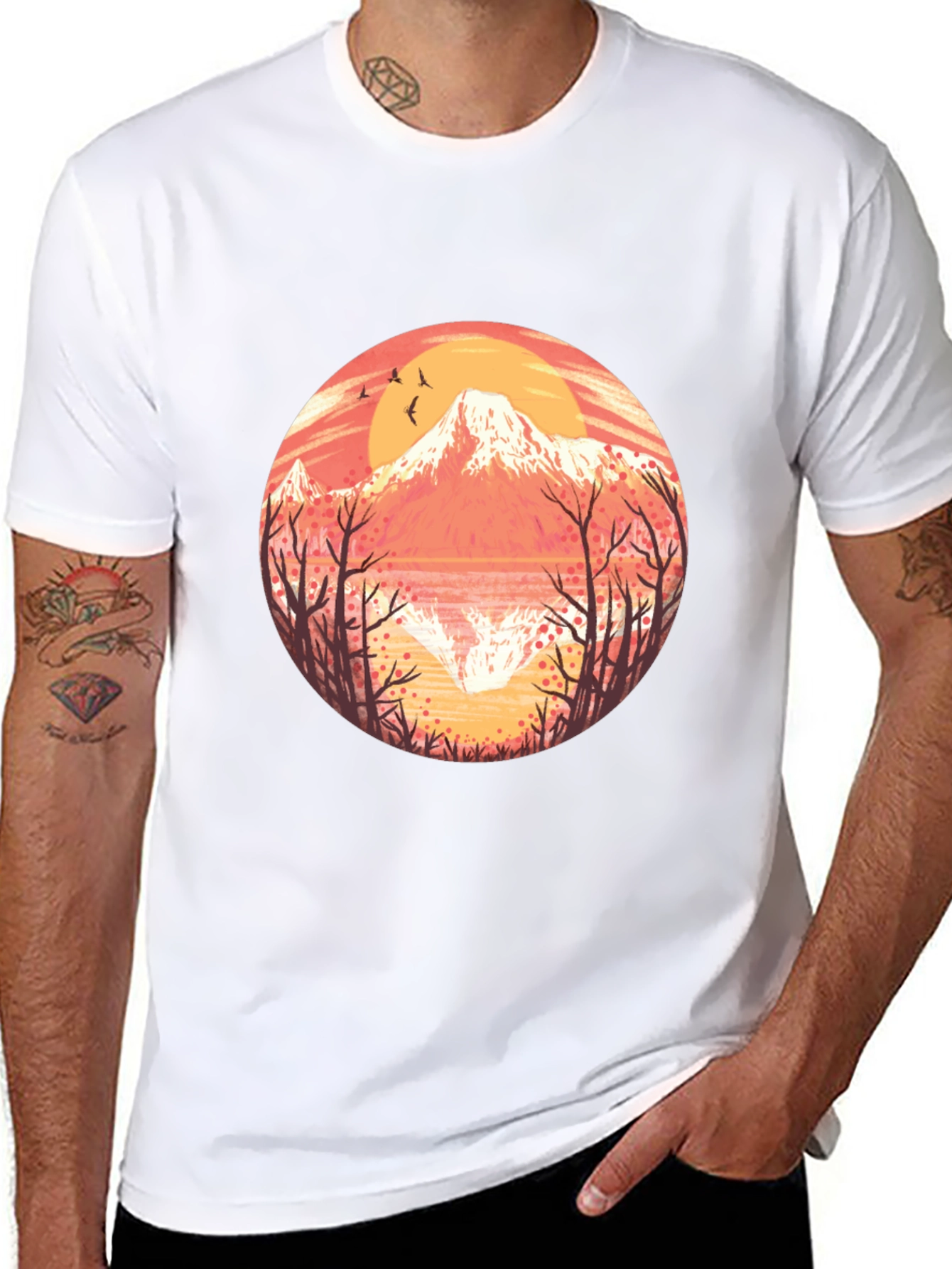 Mountain Sunset Graphic Tee - Stylish Nature Design