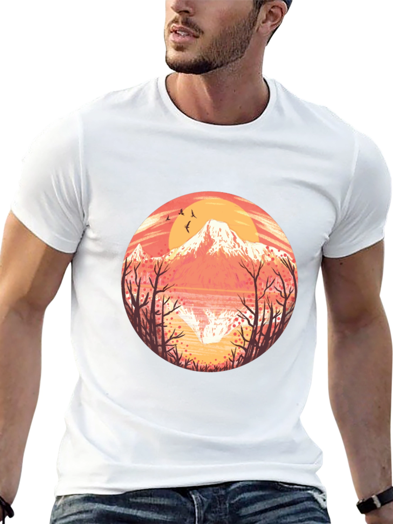 Mountain Sunset Graphic Tee - Stylish Nature Design