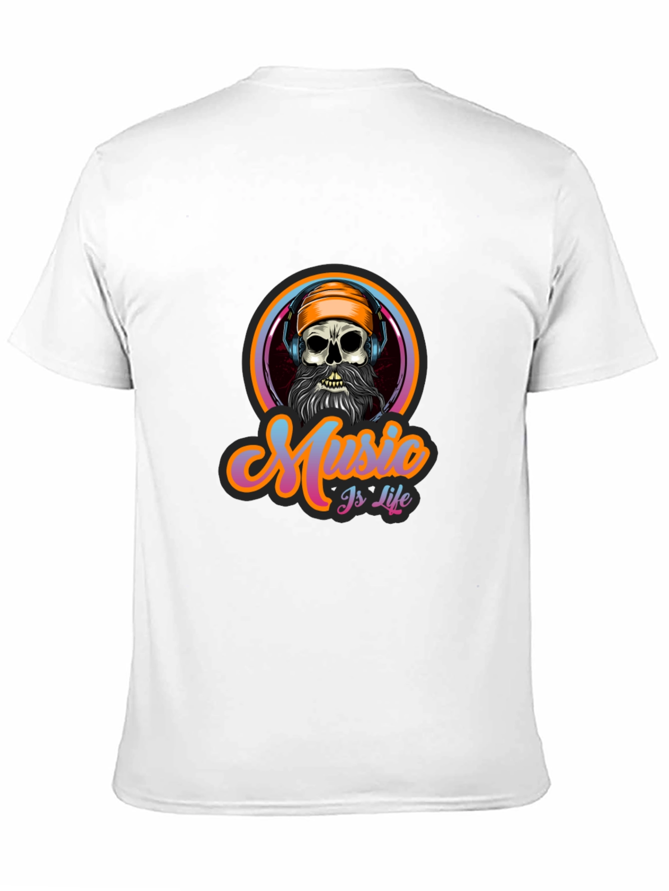 Music is Life Skull Graphic Tee - Black