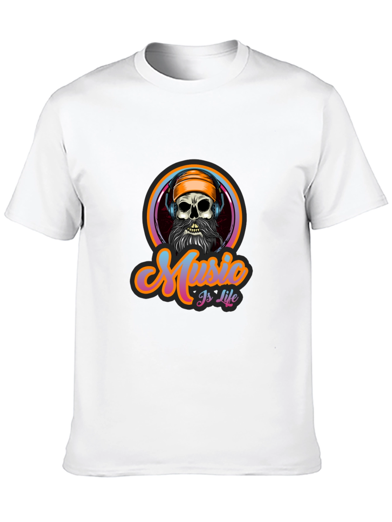 Music is Life Skull Graphic Tee - Black