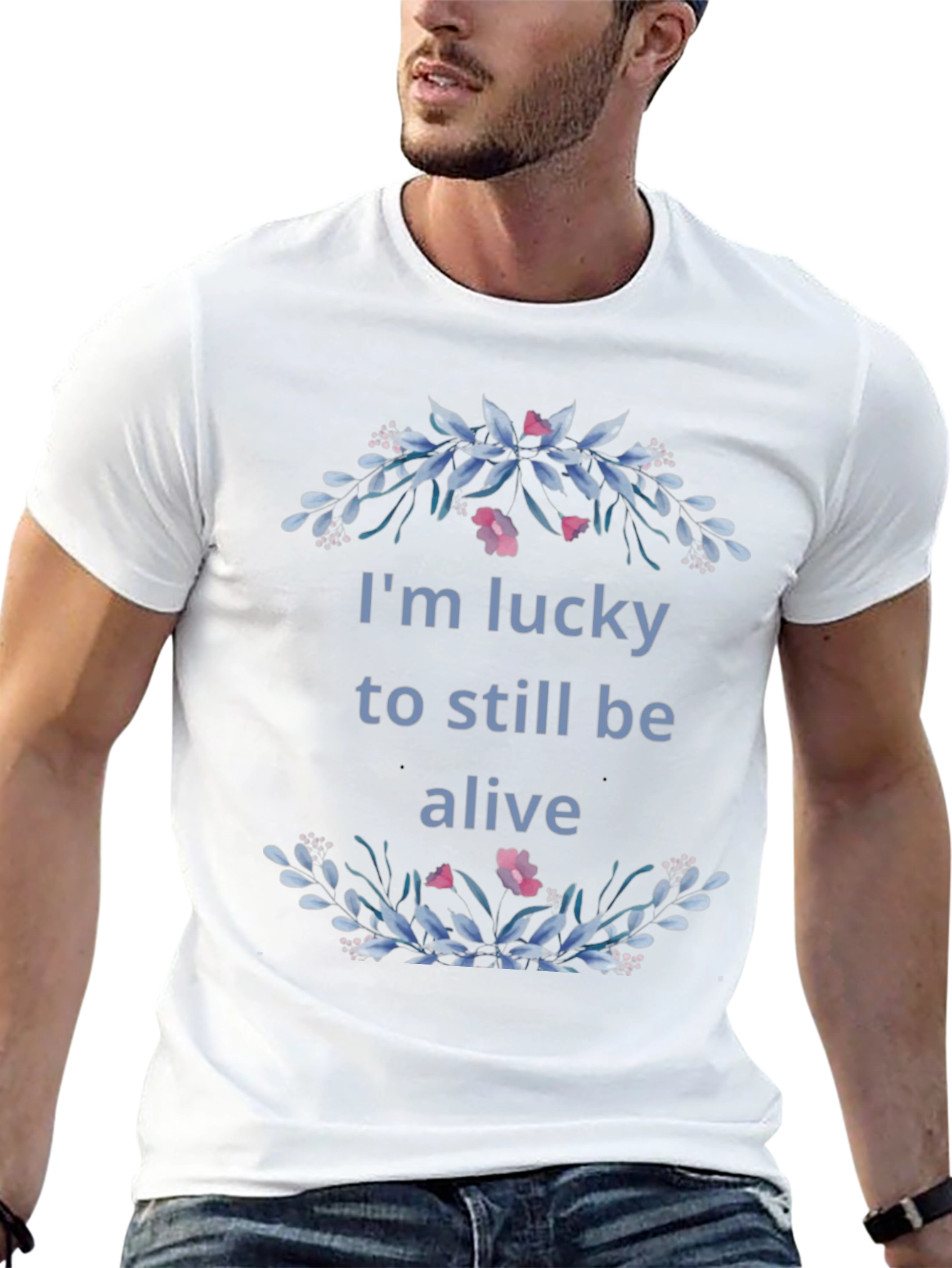 Lucky to Be Alive Floral Graphic Tee