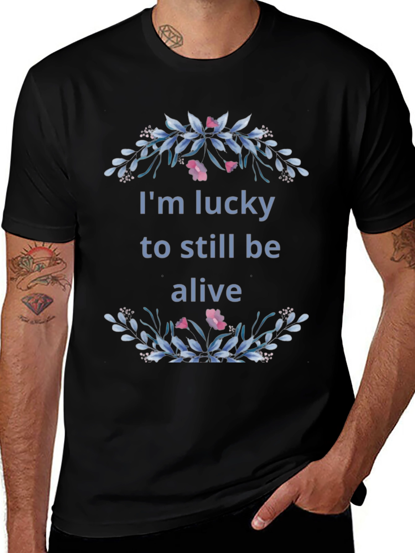 Lucky to Be Alive Floral Graphic Tee