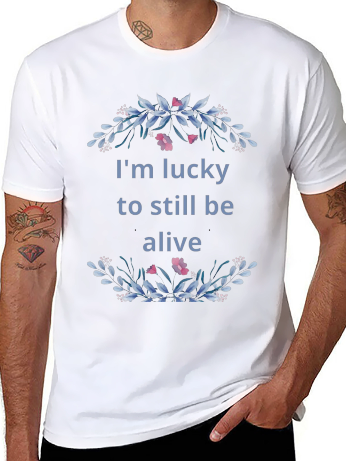 Lucky to Be Alive Floral Graphic Tee