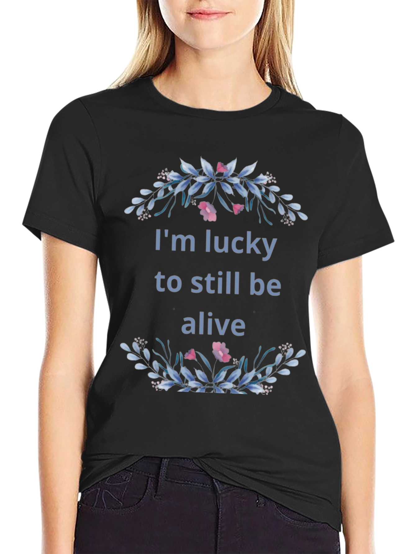 Lucky to Be Alive Floral Graphic Tee