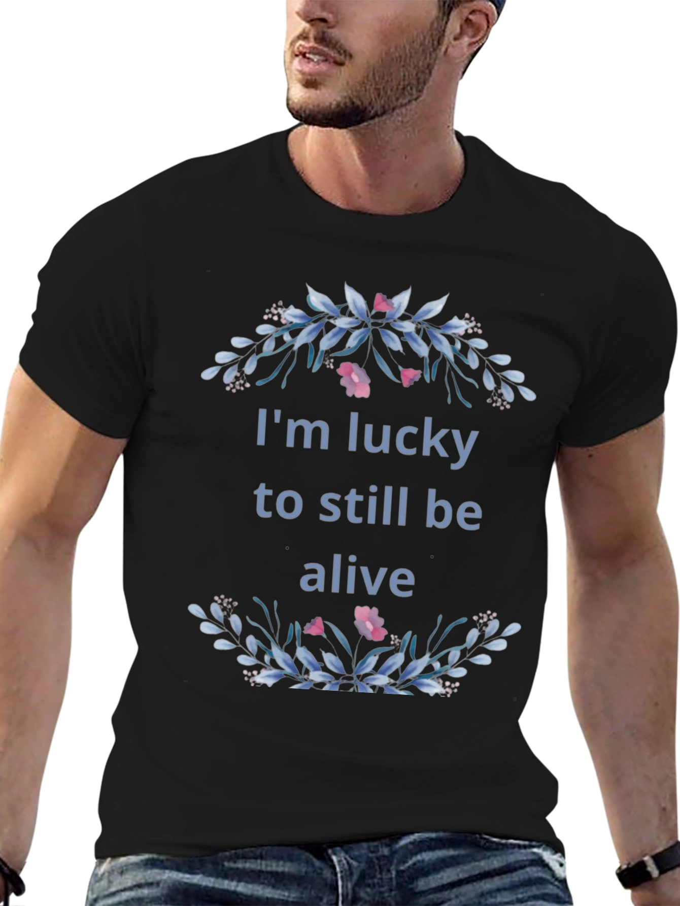 Lucky to Be Alive Floral Graphic Tee