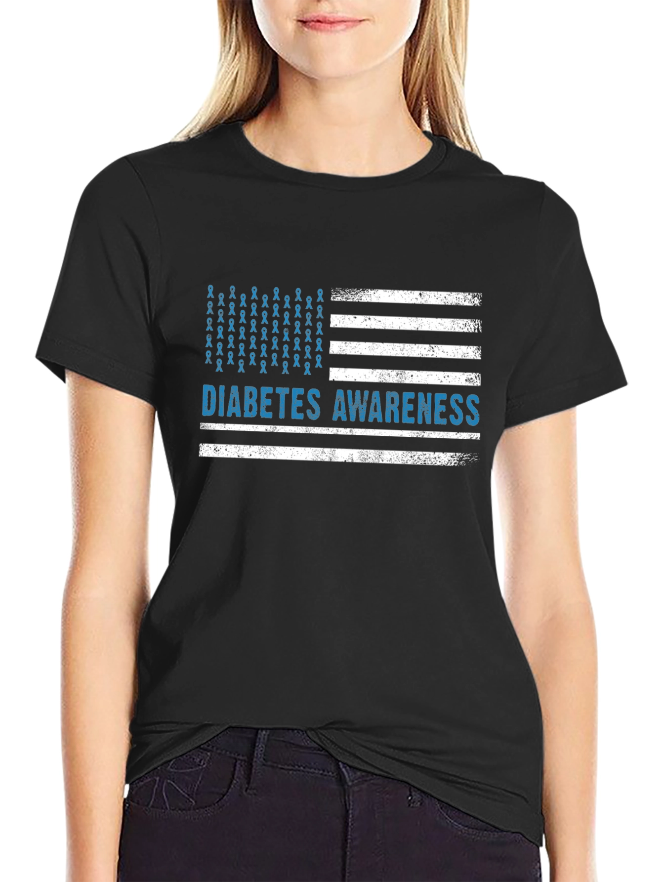 Diabetes Awareness American Flag T-Shirt
