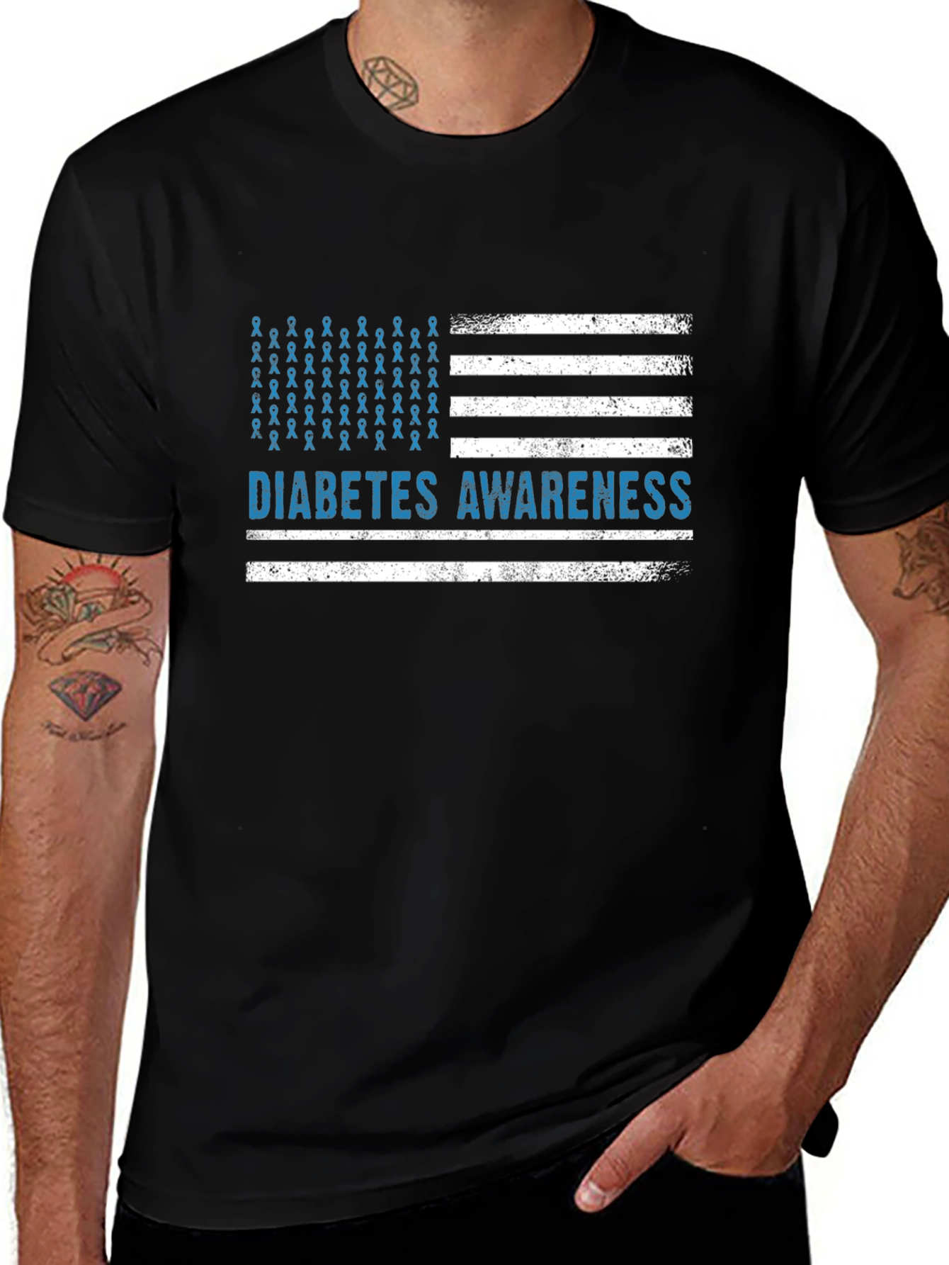 Diabetes Awareness American Flag T-Shirt