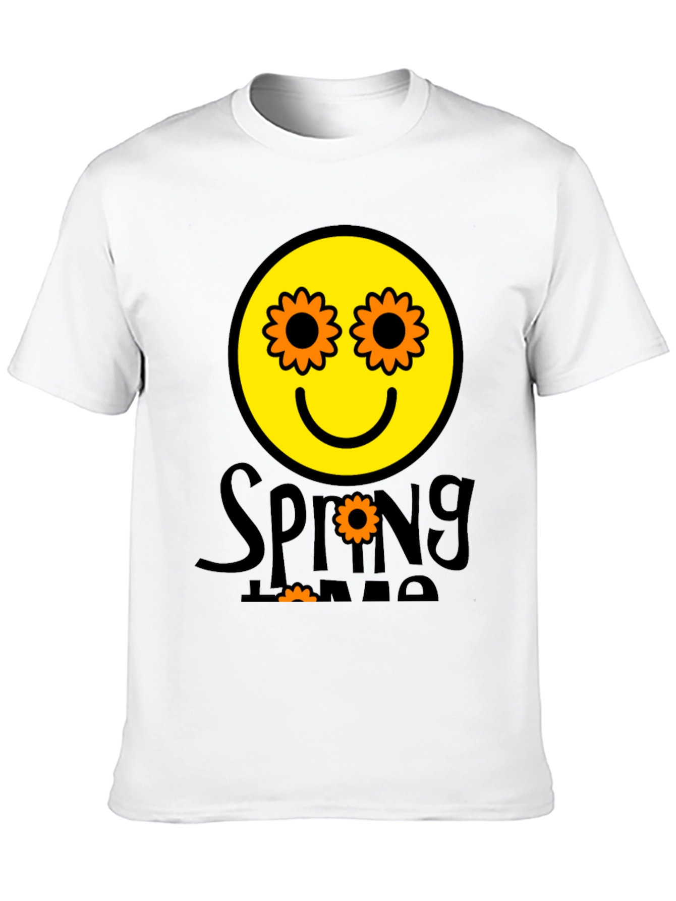 Spring Time Smiley Face Graphic T-Shirt