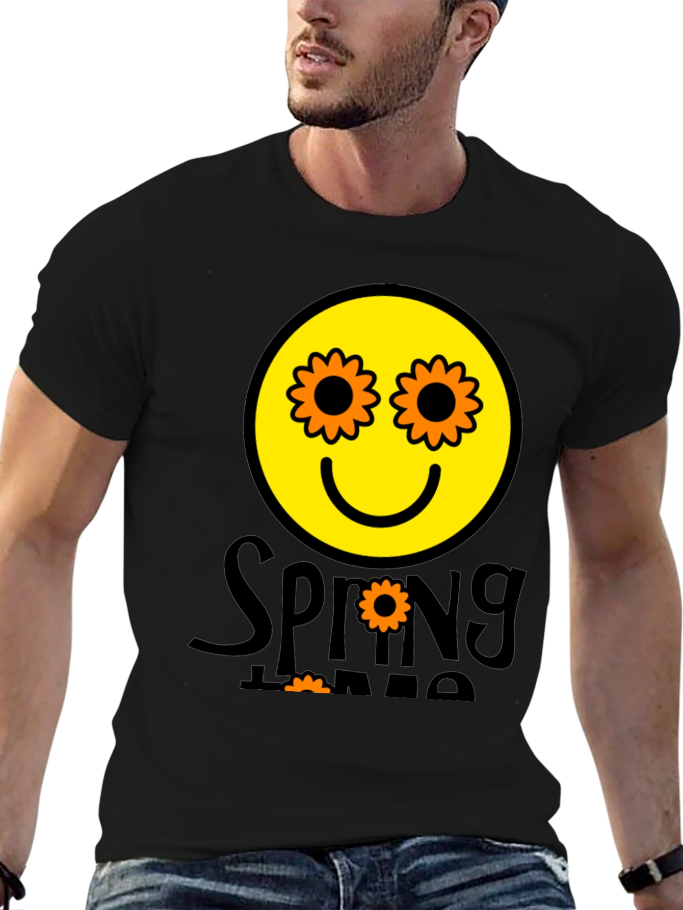 Spring Time Smiley Face Graphic T-Shirt