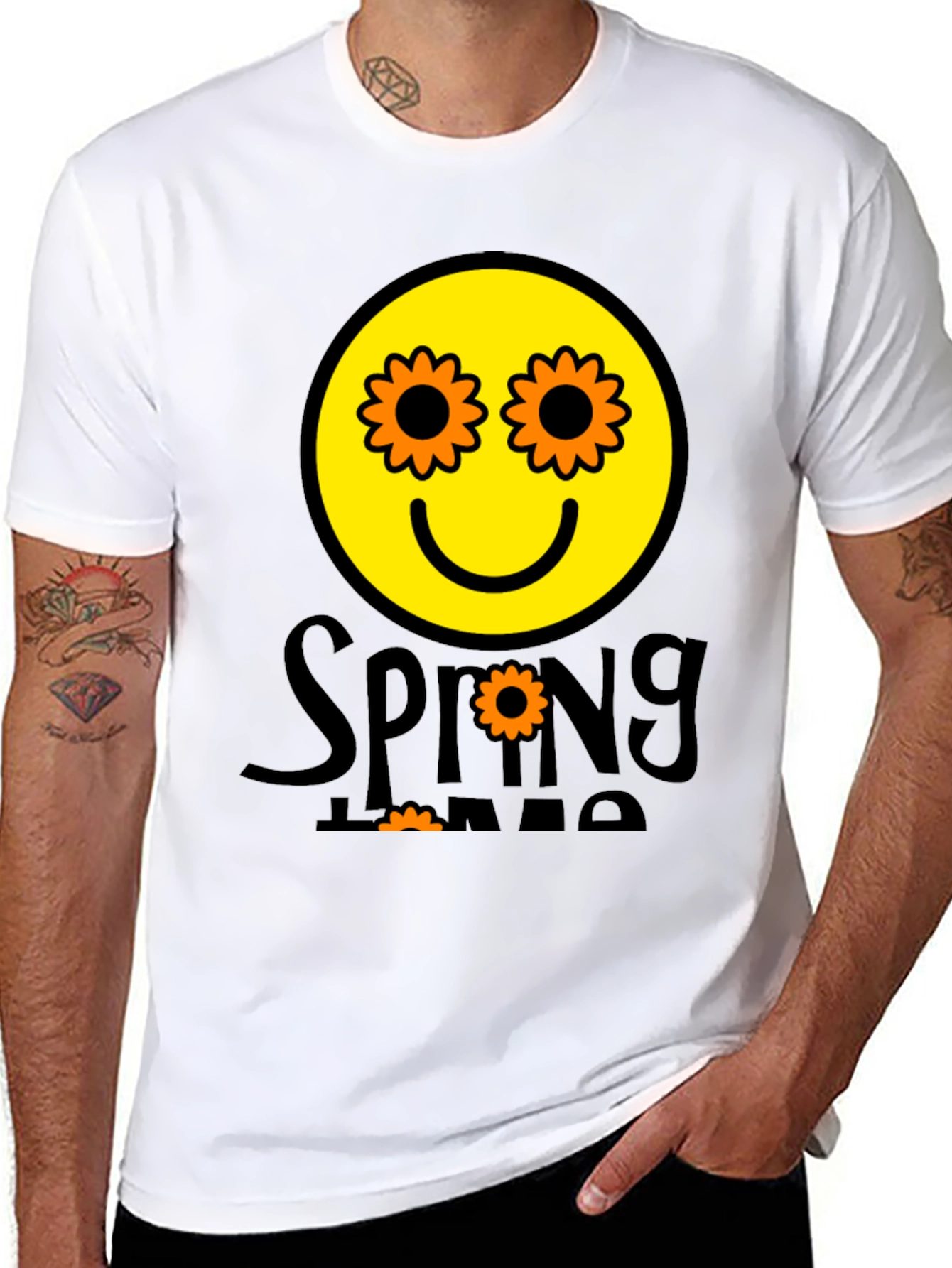 Spring Time Smiley Face Graphic T-Shirt