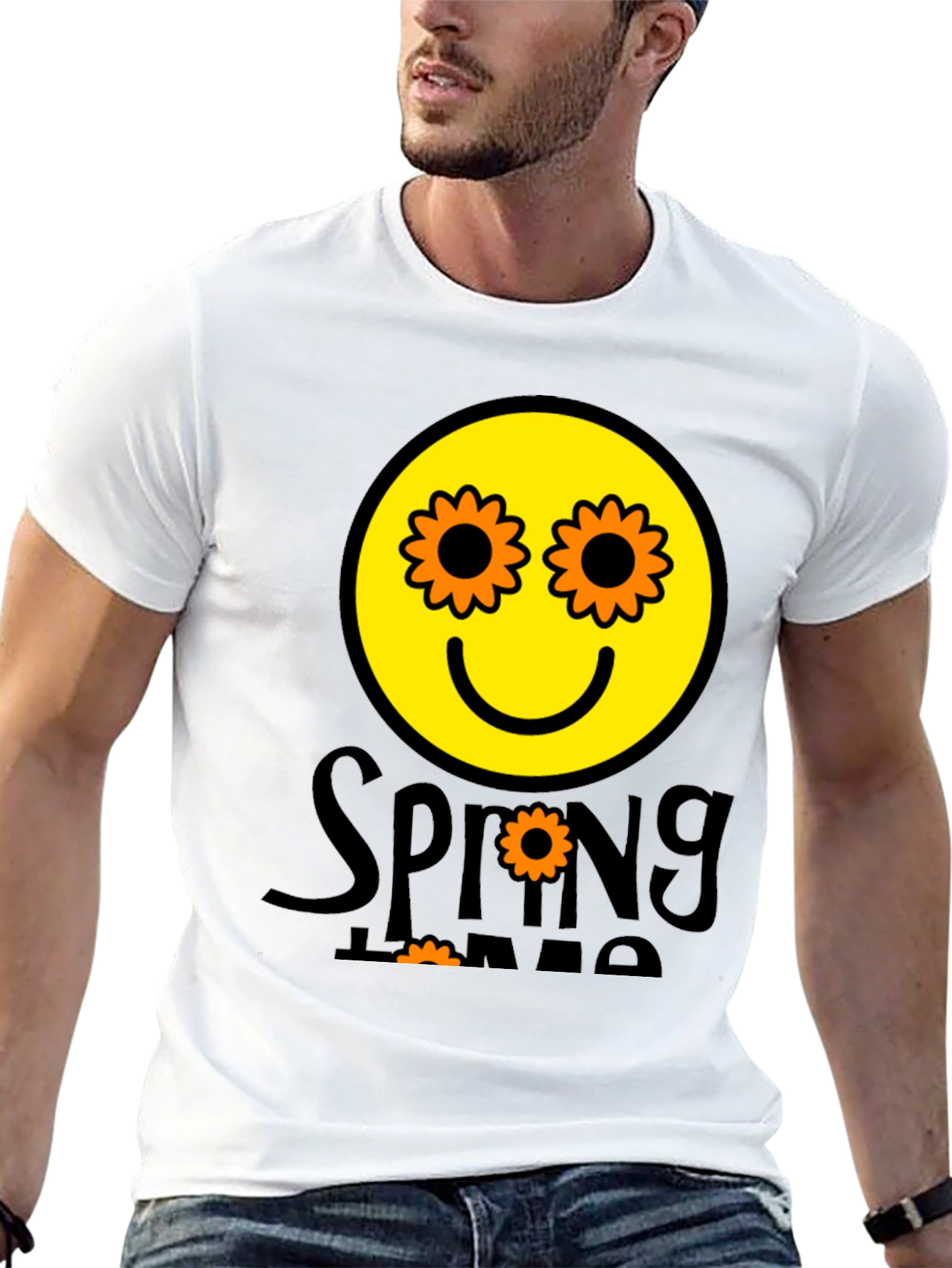 Spring Time Smiley Face Graphic T-Shirt