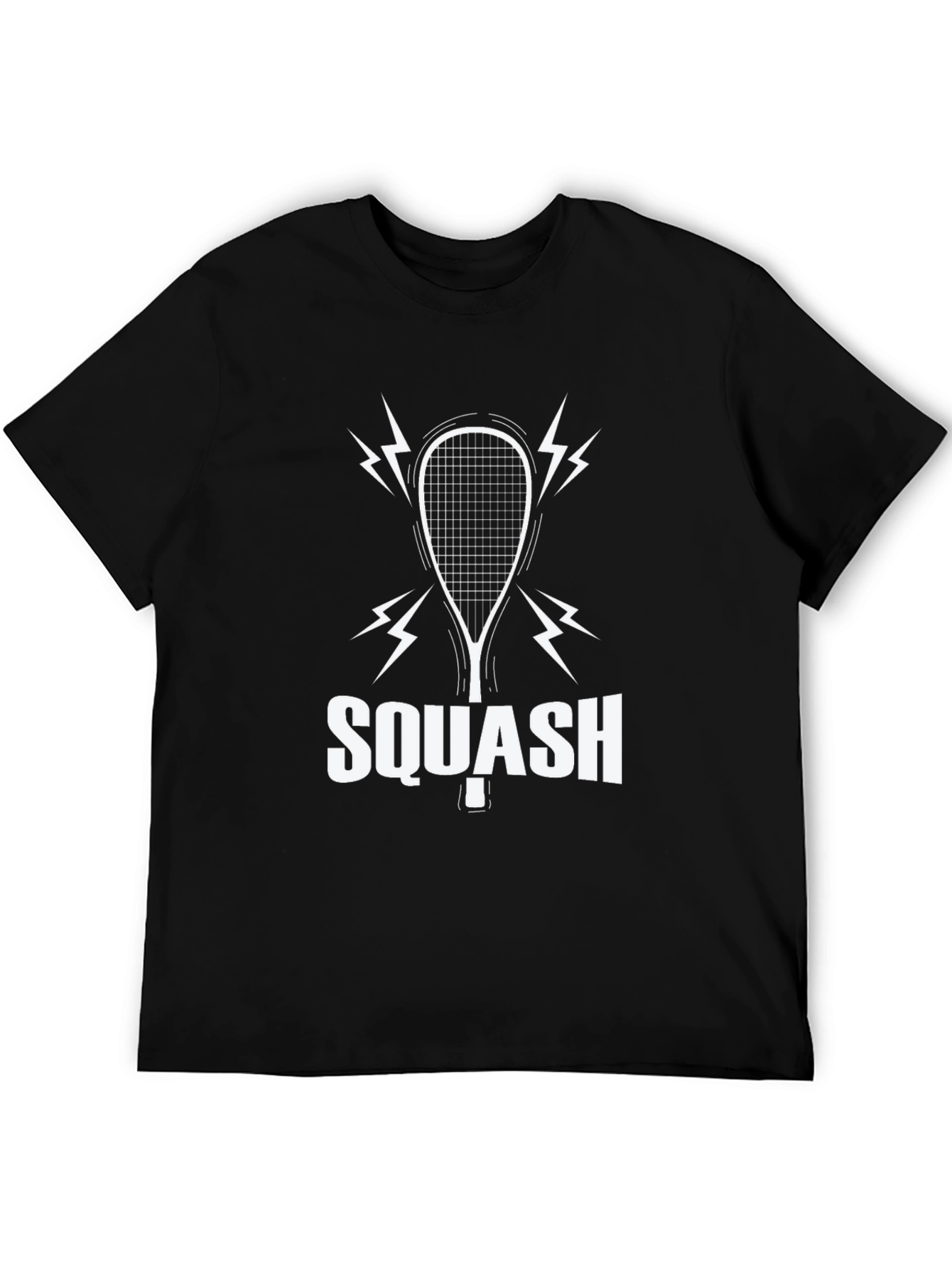 Squash Racket Graphic T-Shirt - Black Cotton Tee