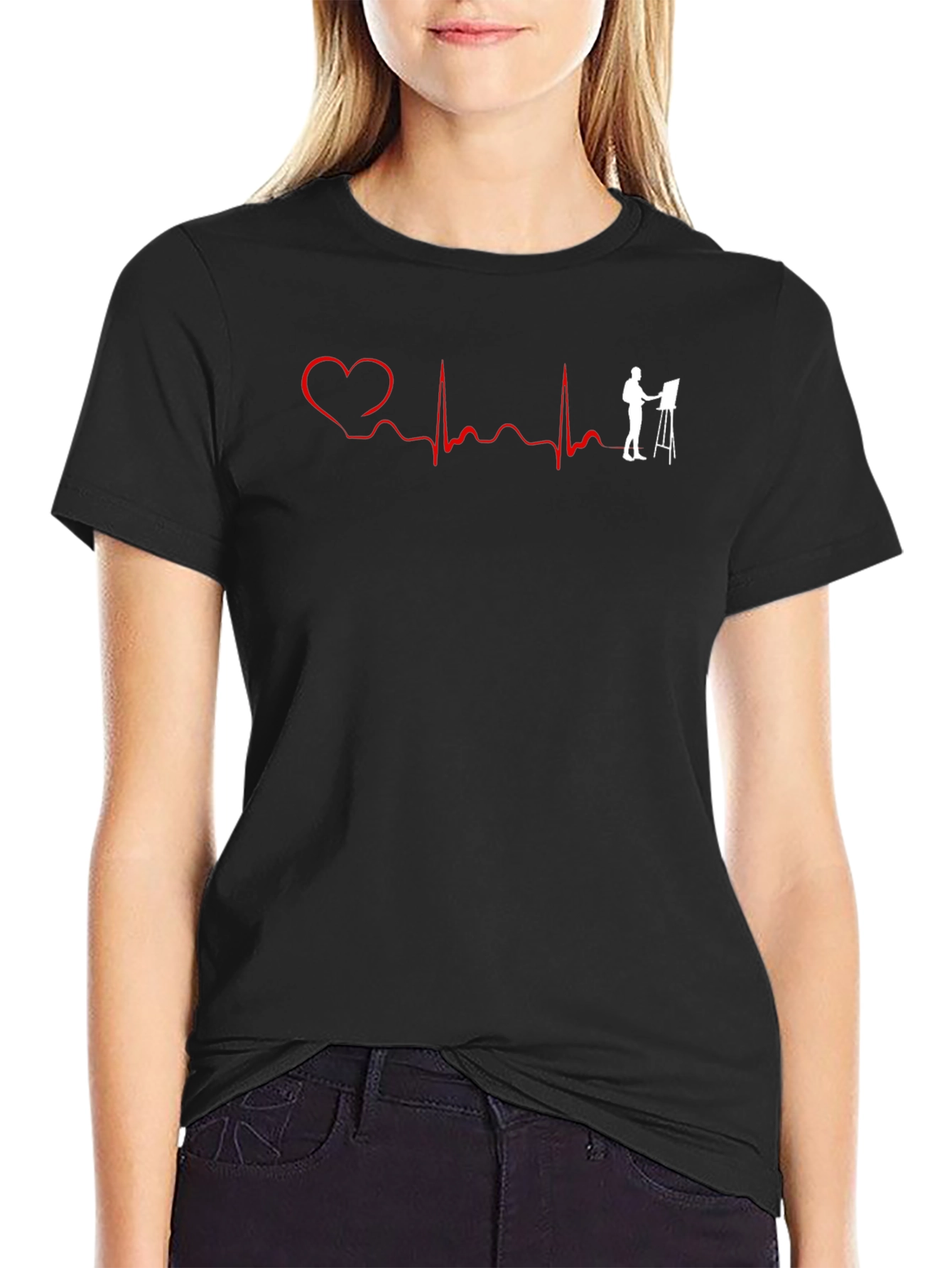 Artists Heartbeat Graphic Tee - Black
