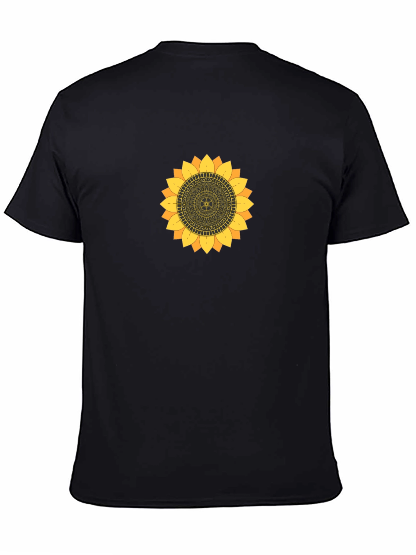Sunflower Mandala Graphic Black T-Shirt