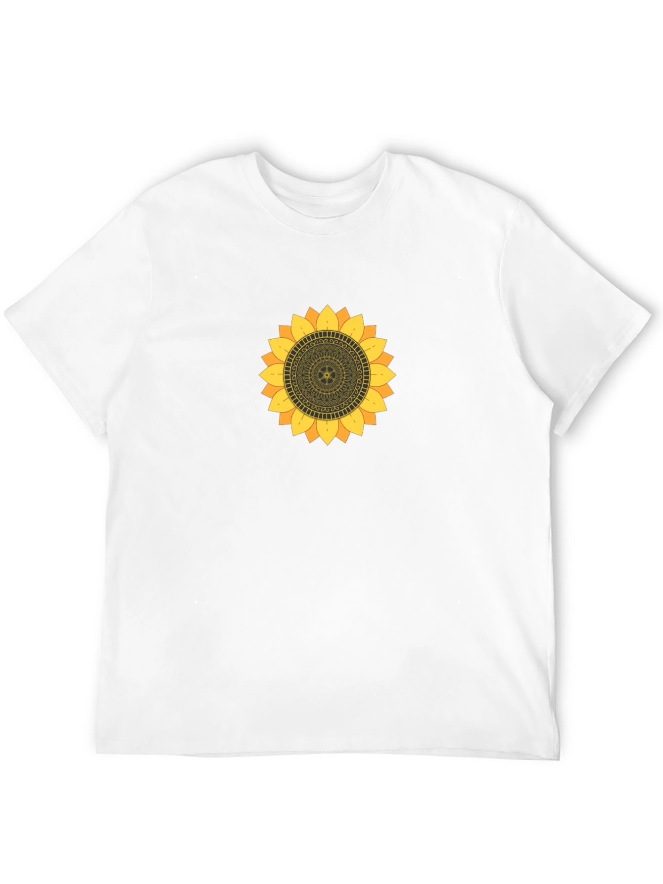 Sunflower Mandala Graphic Black T-Shirt