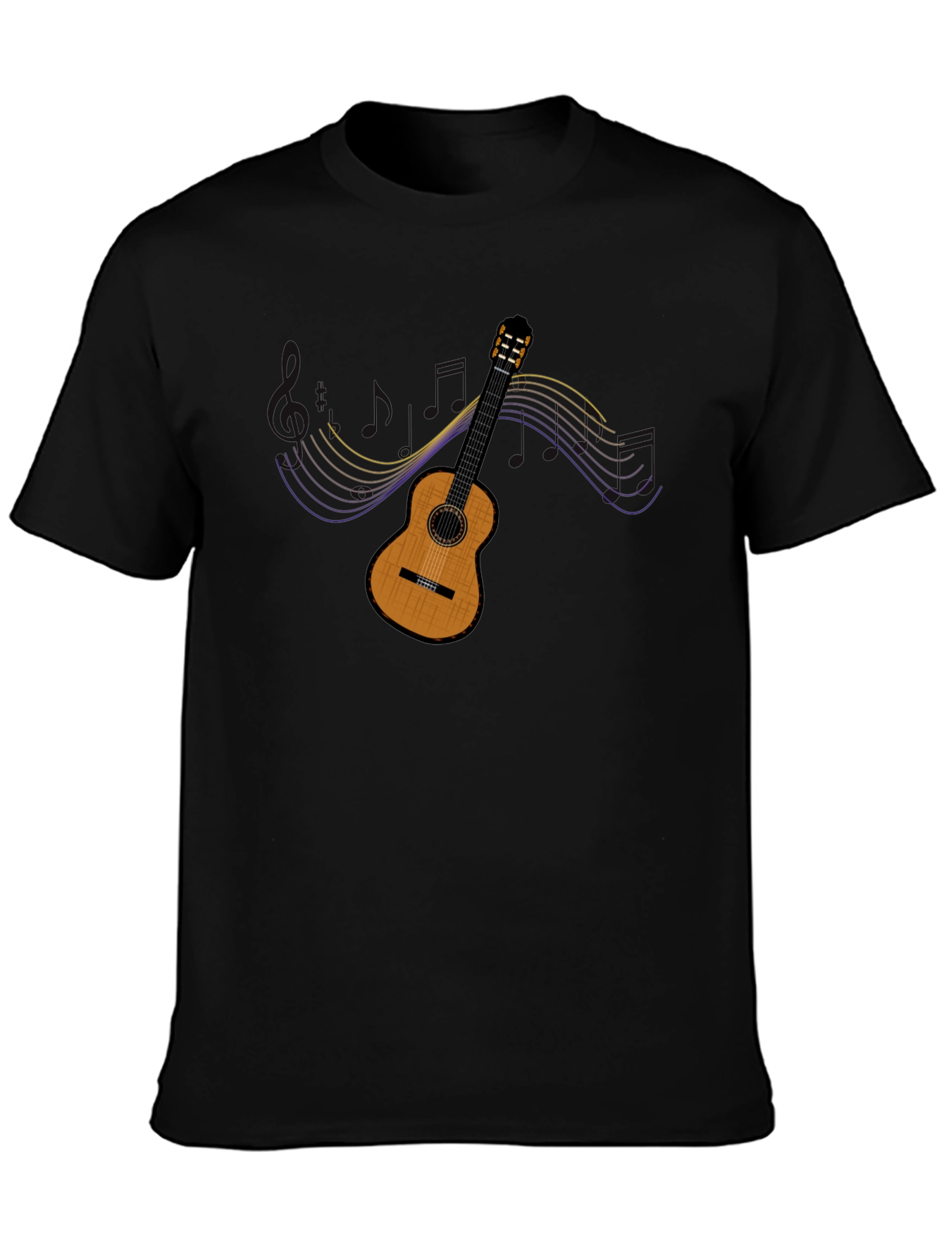 Guitar Music Graphic Tee - Black Casual Shirt