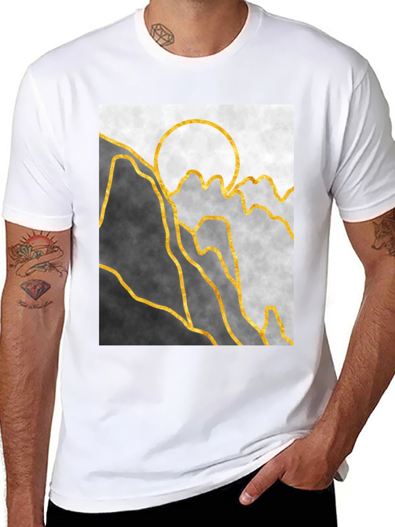 Abstract Mountain & Sun Graphic Tee