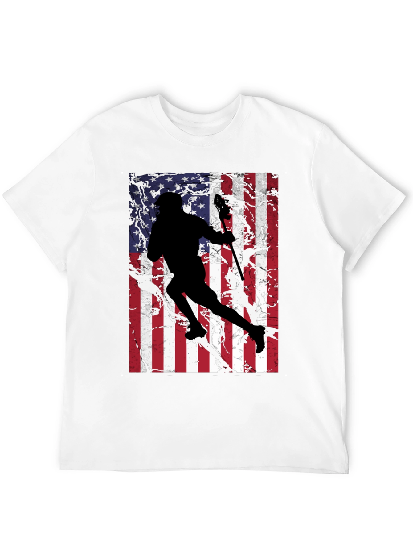 USA Lacrosse Player Graphic Tee - Patriotic Style