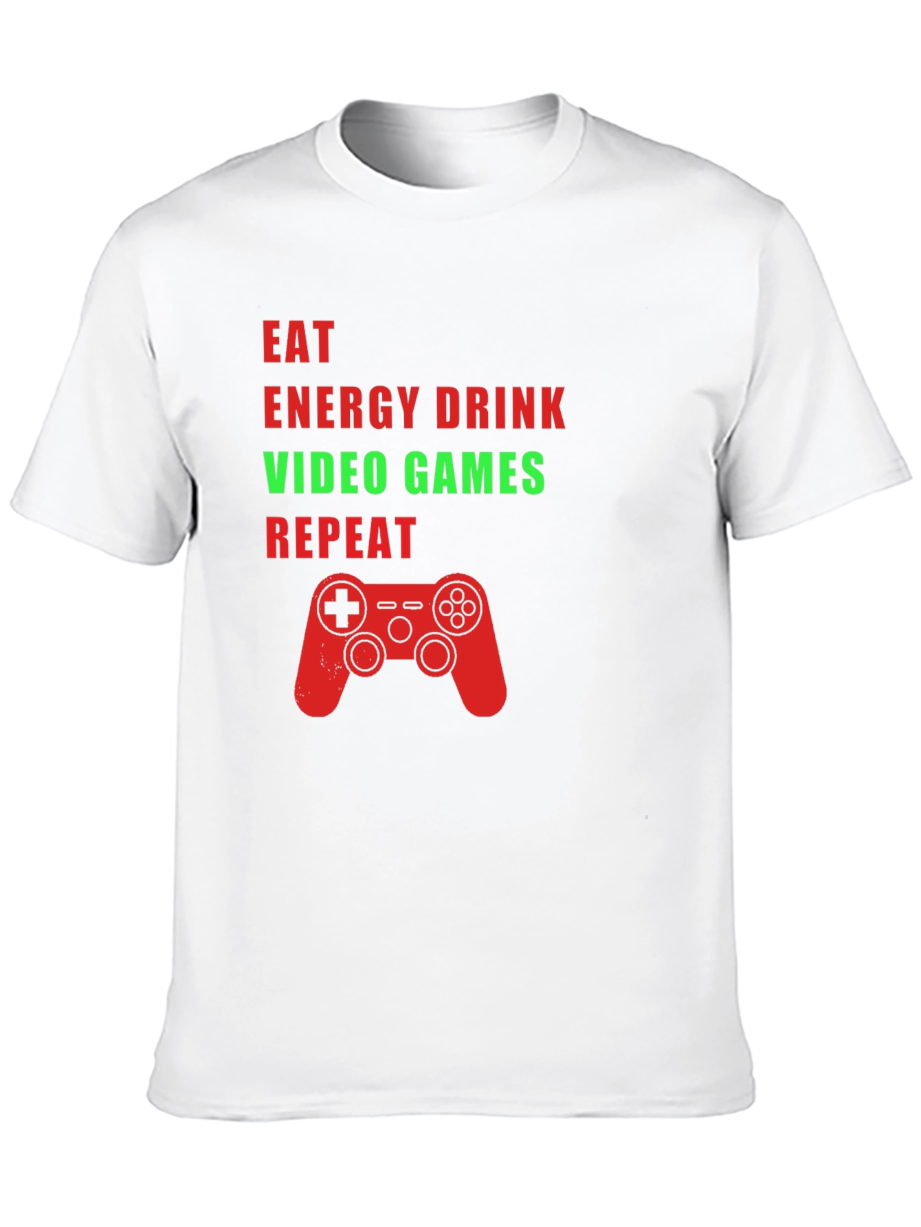 Eat Energy Drink Video Games Repeat Black Graphic Tee