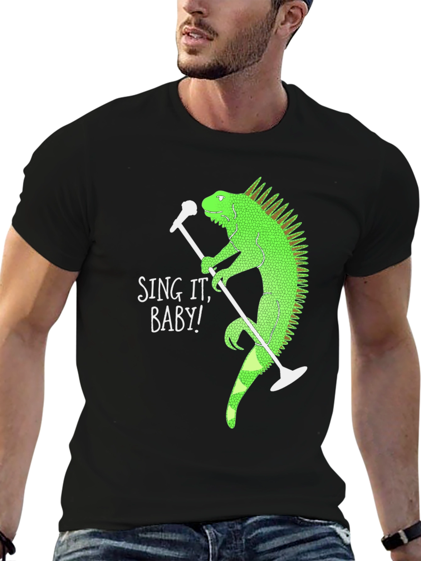 Sing It Baby Iguana Graphic T-Shirt