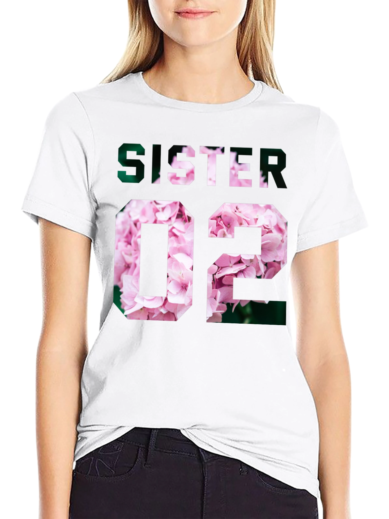 Sister Floral Graphic Tee - Black