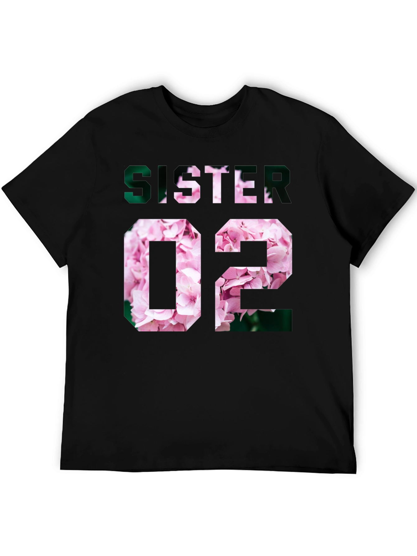 Sister Floral Graphic Tee - Black
