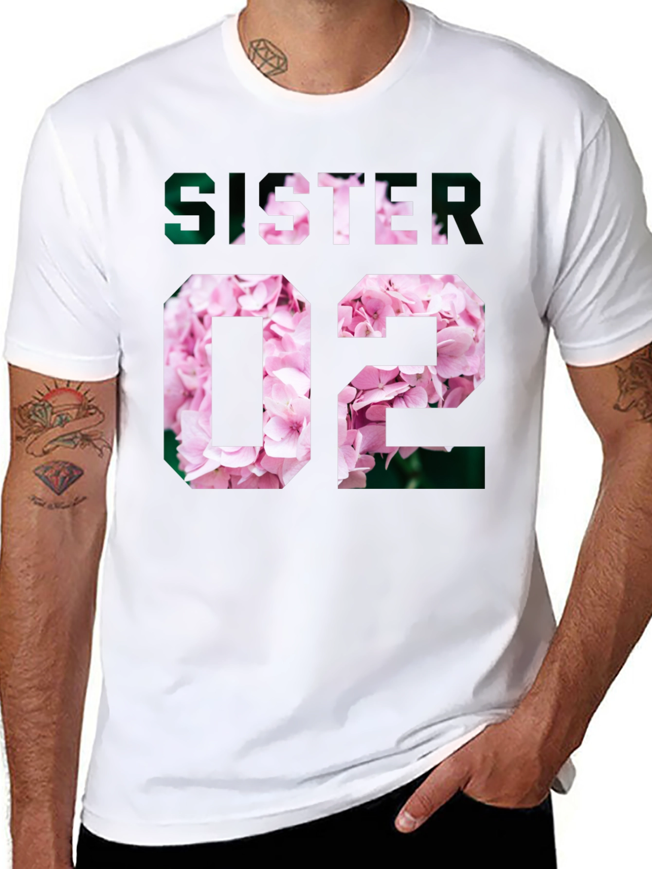 Sister Floral Graphic Tee - Black