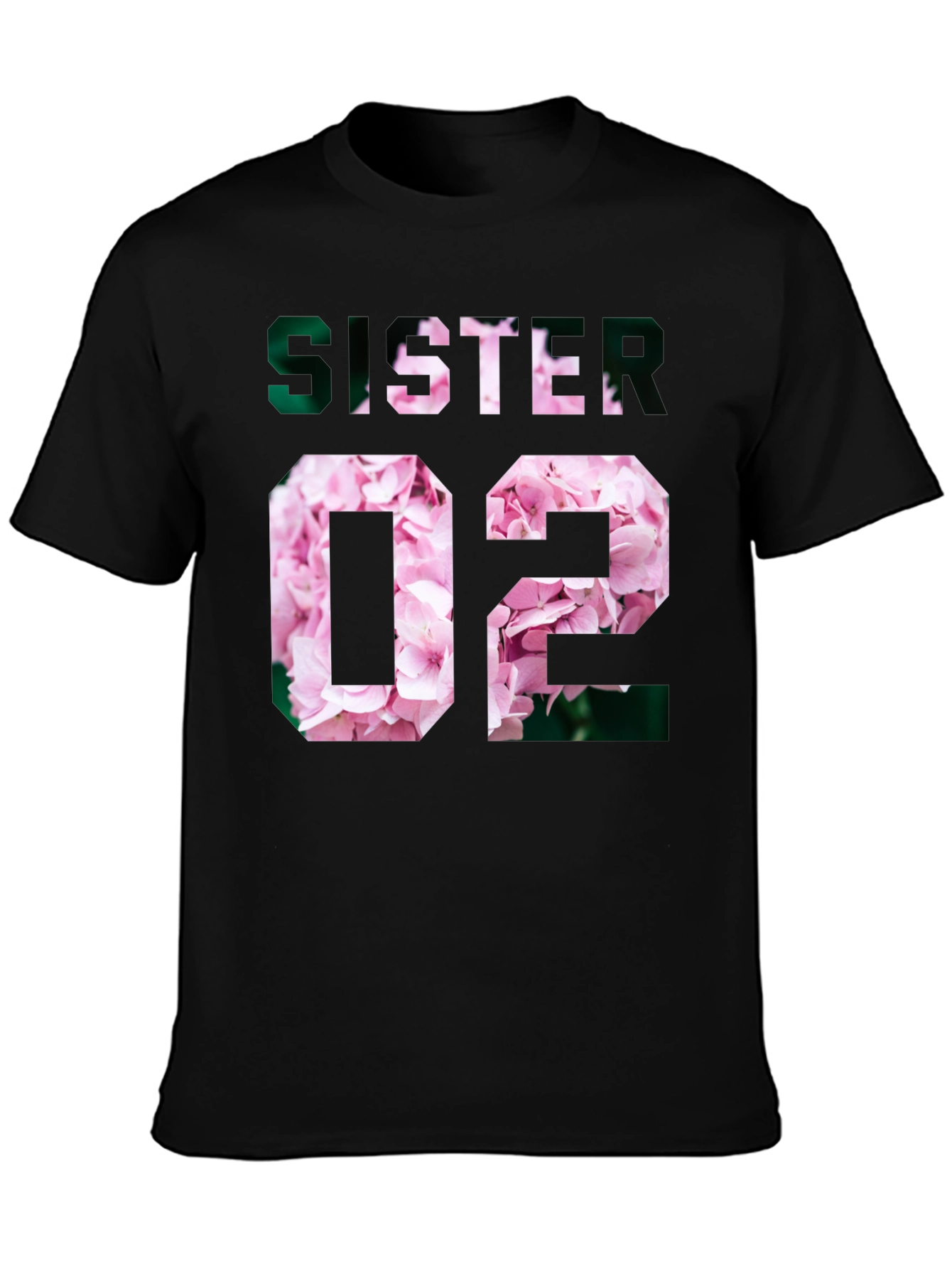 Sister Floral Graphic Tee - Black
