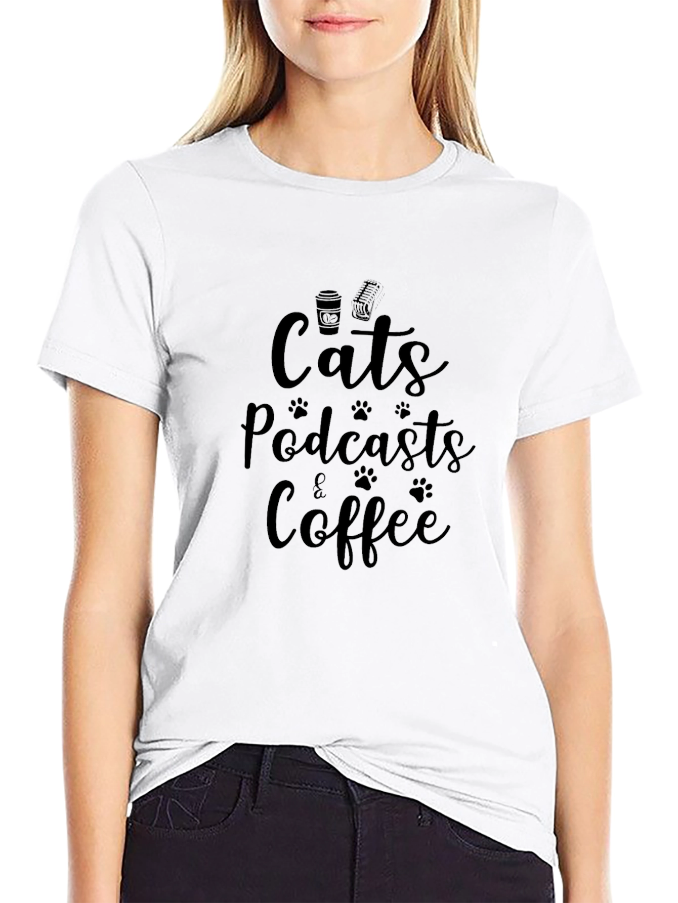 Cats Podcasts & Coffee T-Shirt