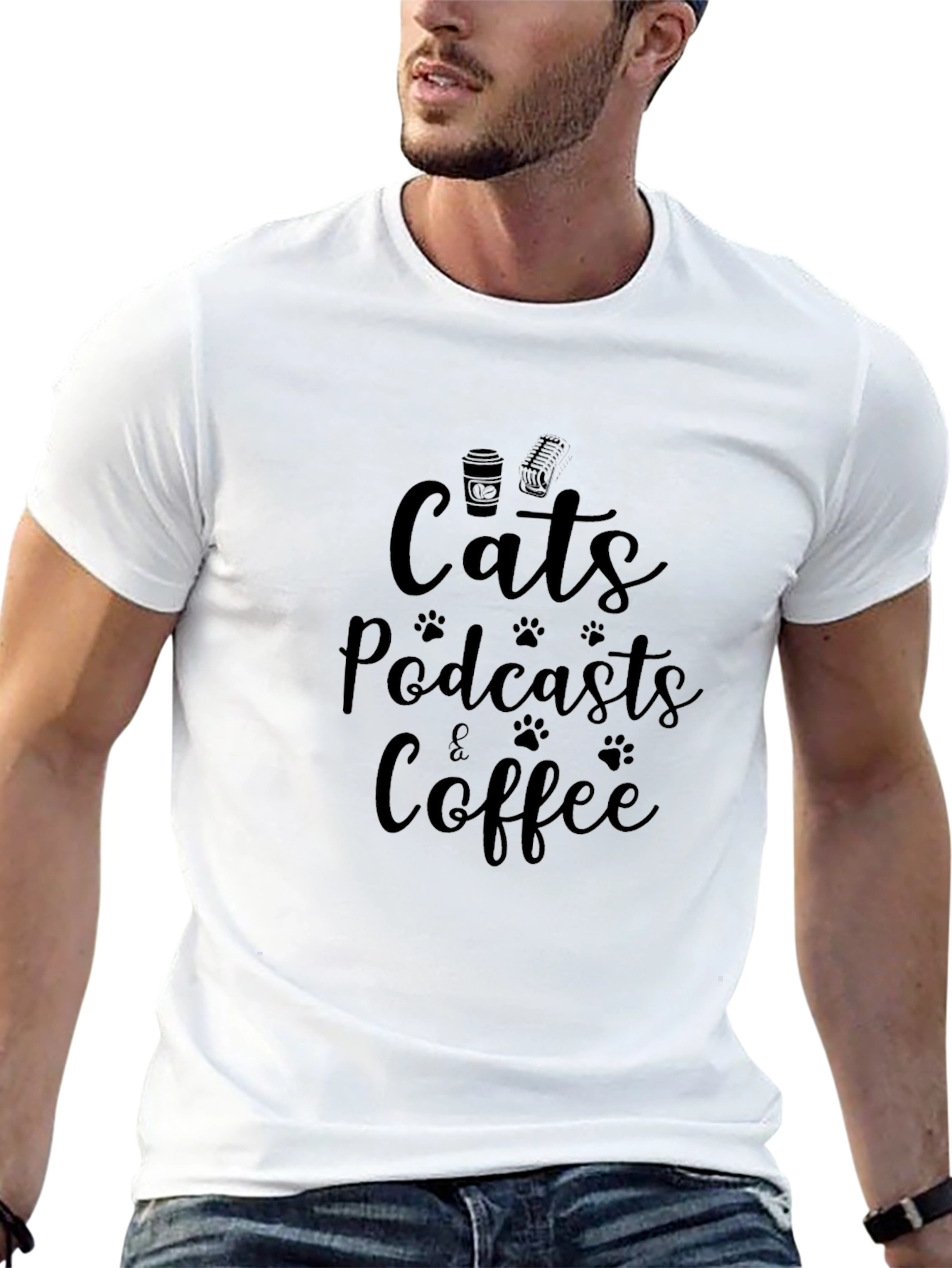 Cats Podcasts & Coffee T-Shirt