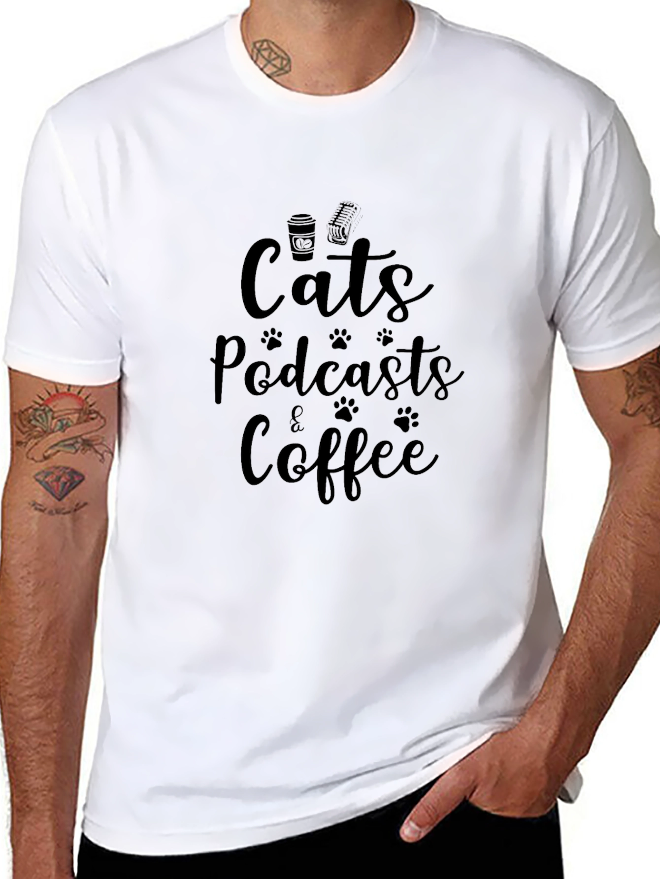 Cats Podcasts & Coffee T-Shirt
