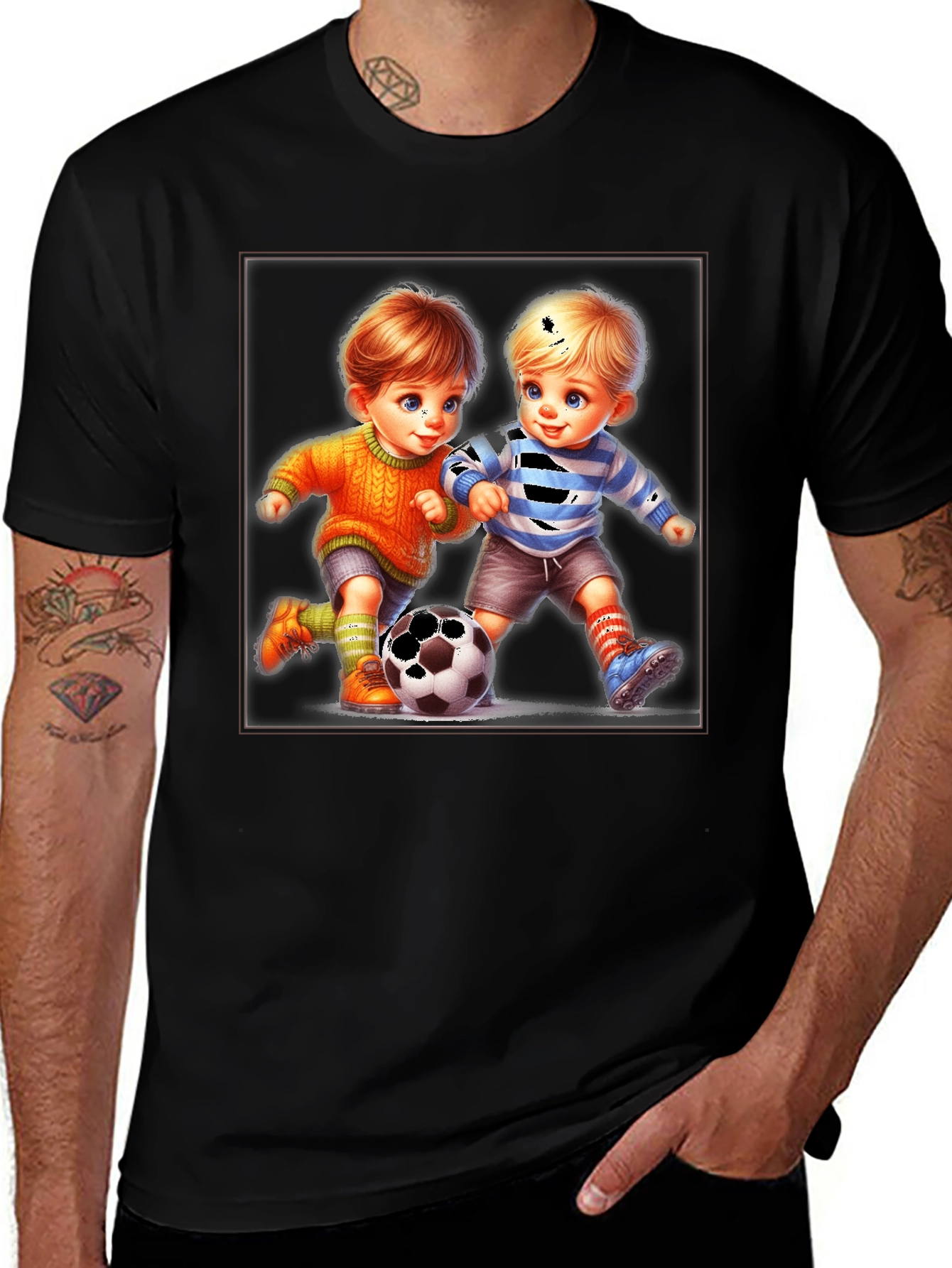 Cute Cartoon Toddlers Soccer T-Shirt